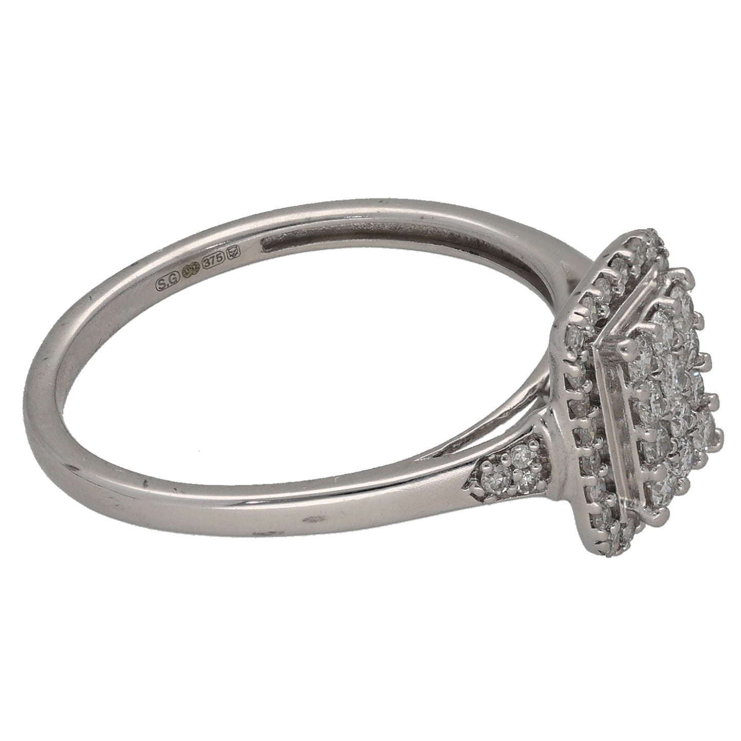 9ct White Gold 0.36ct Diamond Dress/Cocktail Ring Size P