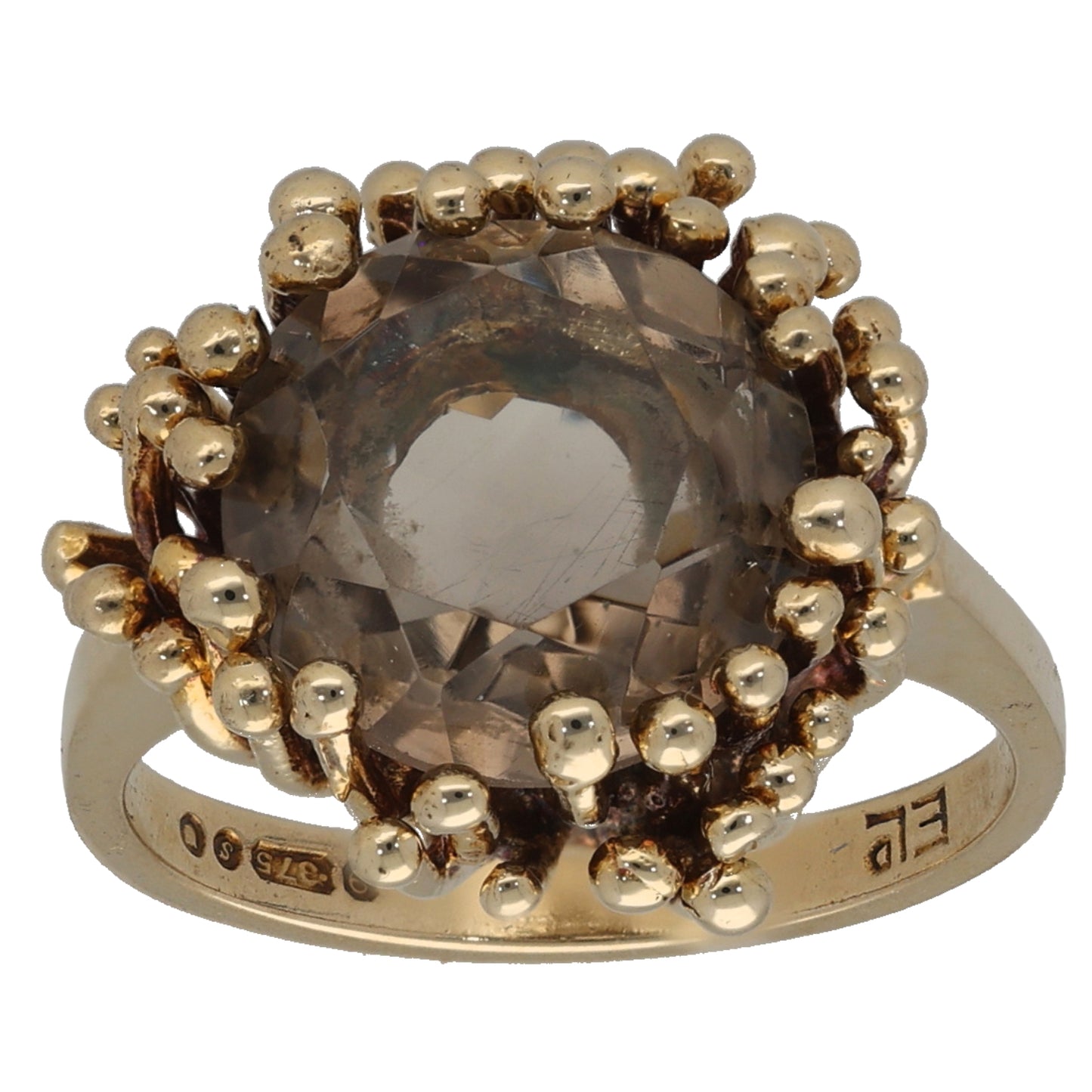 9ct Gold Smoky Quartz Single Stone Ring Size K