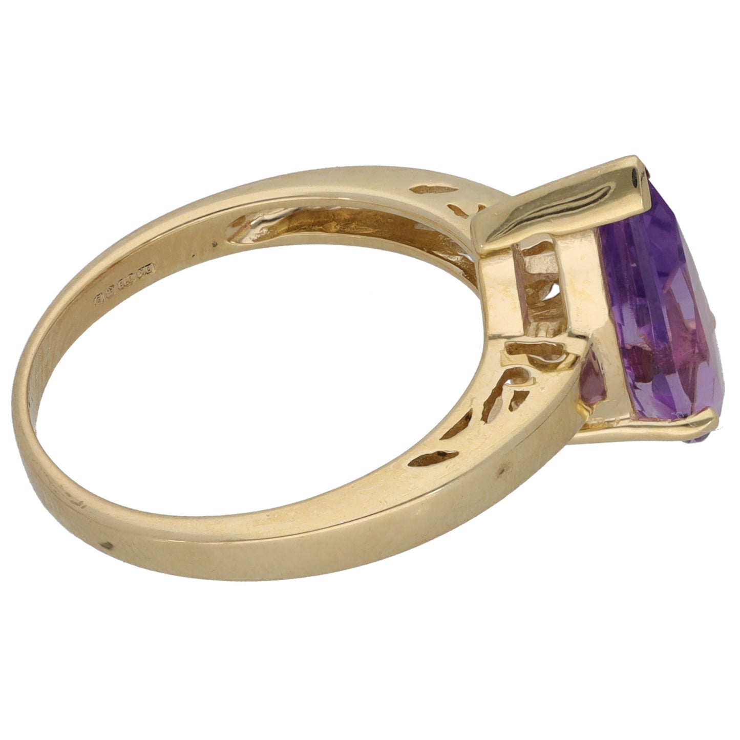 9ct Gold Amethyst Single Stone Ring Size N