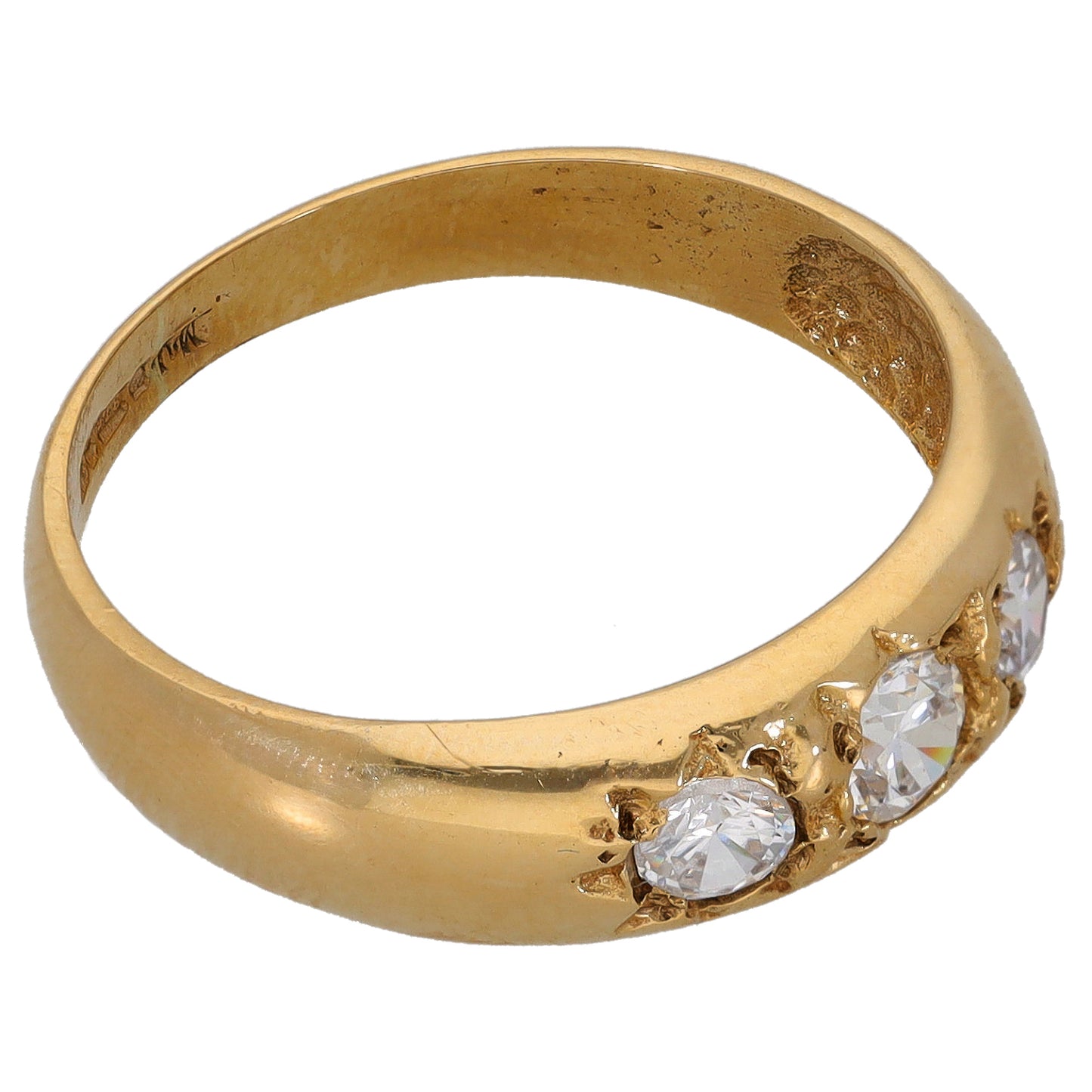 9ct Gold Cubic Zirconia Three Stone Ring Size S