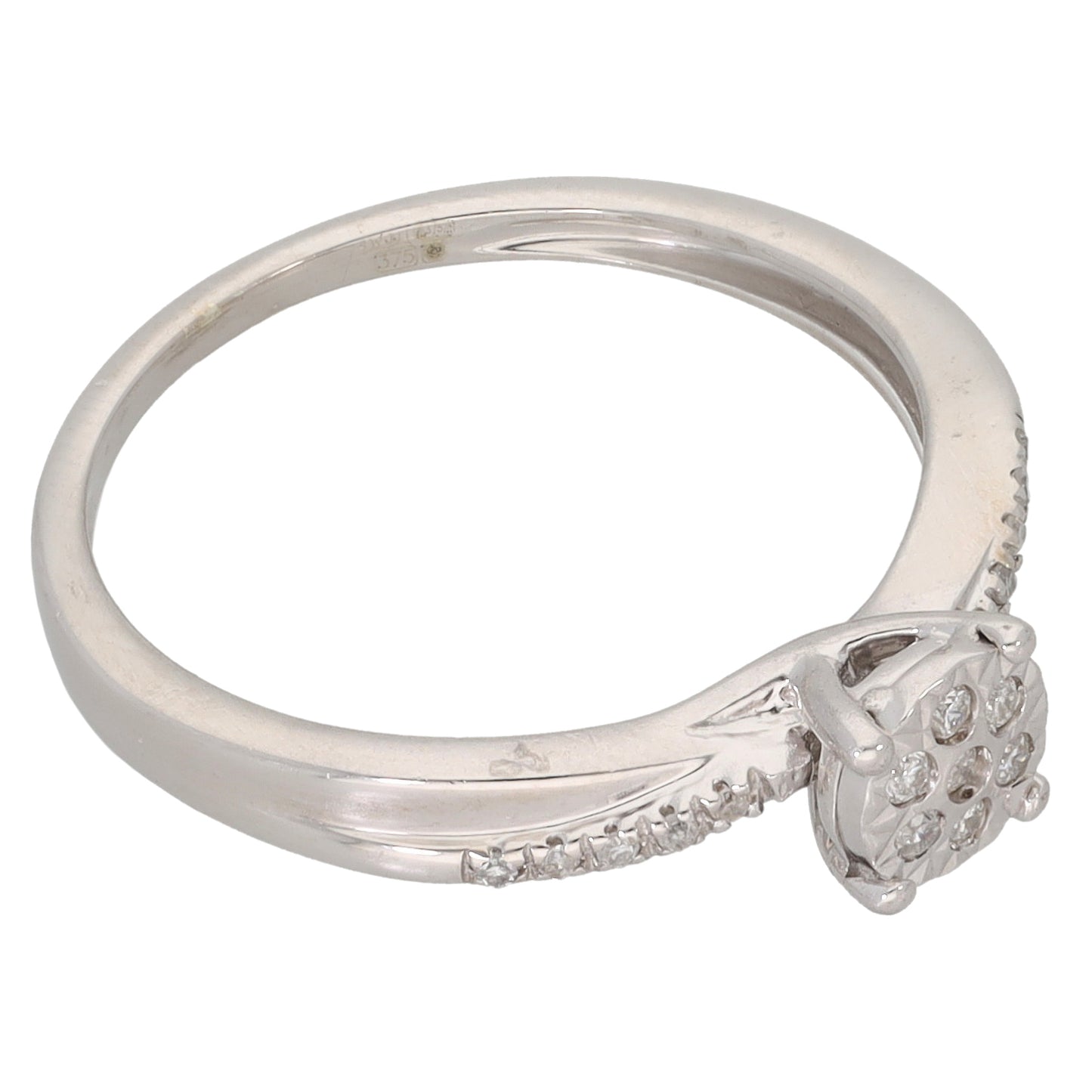 9ct White Gold 0.10ct Diamond Cluster Ring Size M