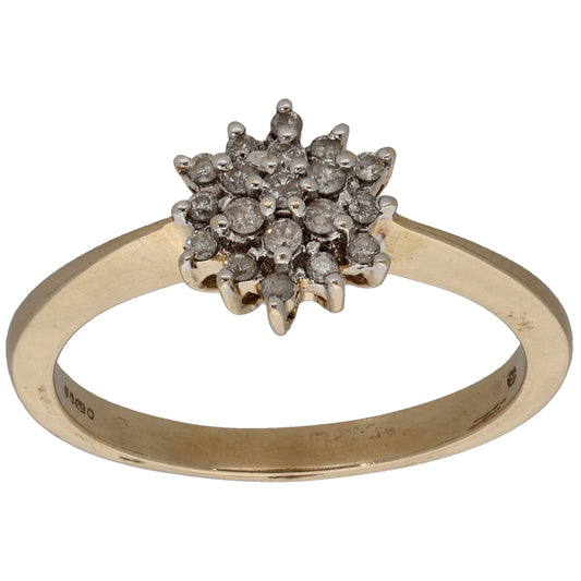 9ct Gold 0.095ct Diamond Cluster Ring Size S