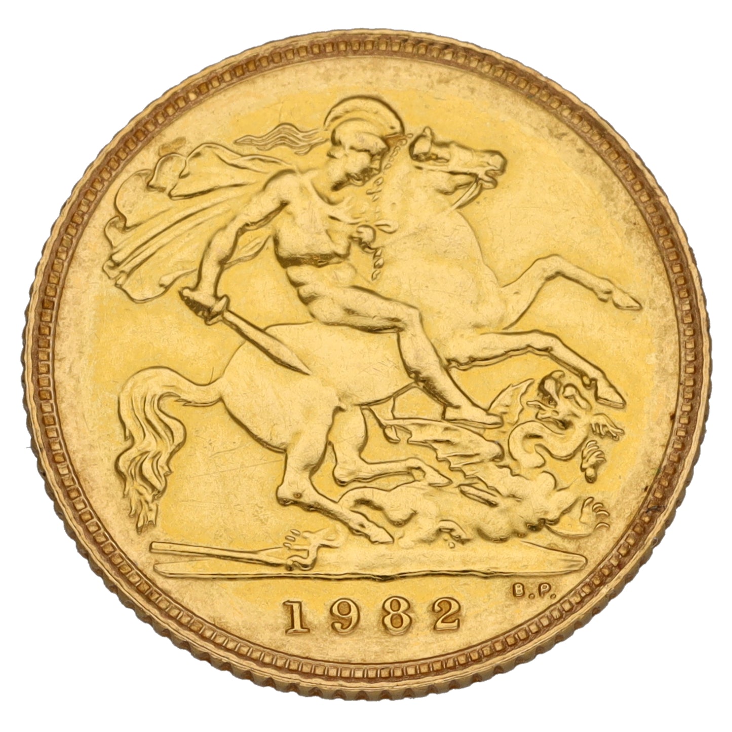 22ct Gold Queen Elizabeth II Half Sovereign Coin 1982