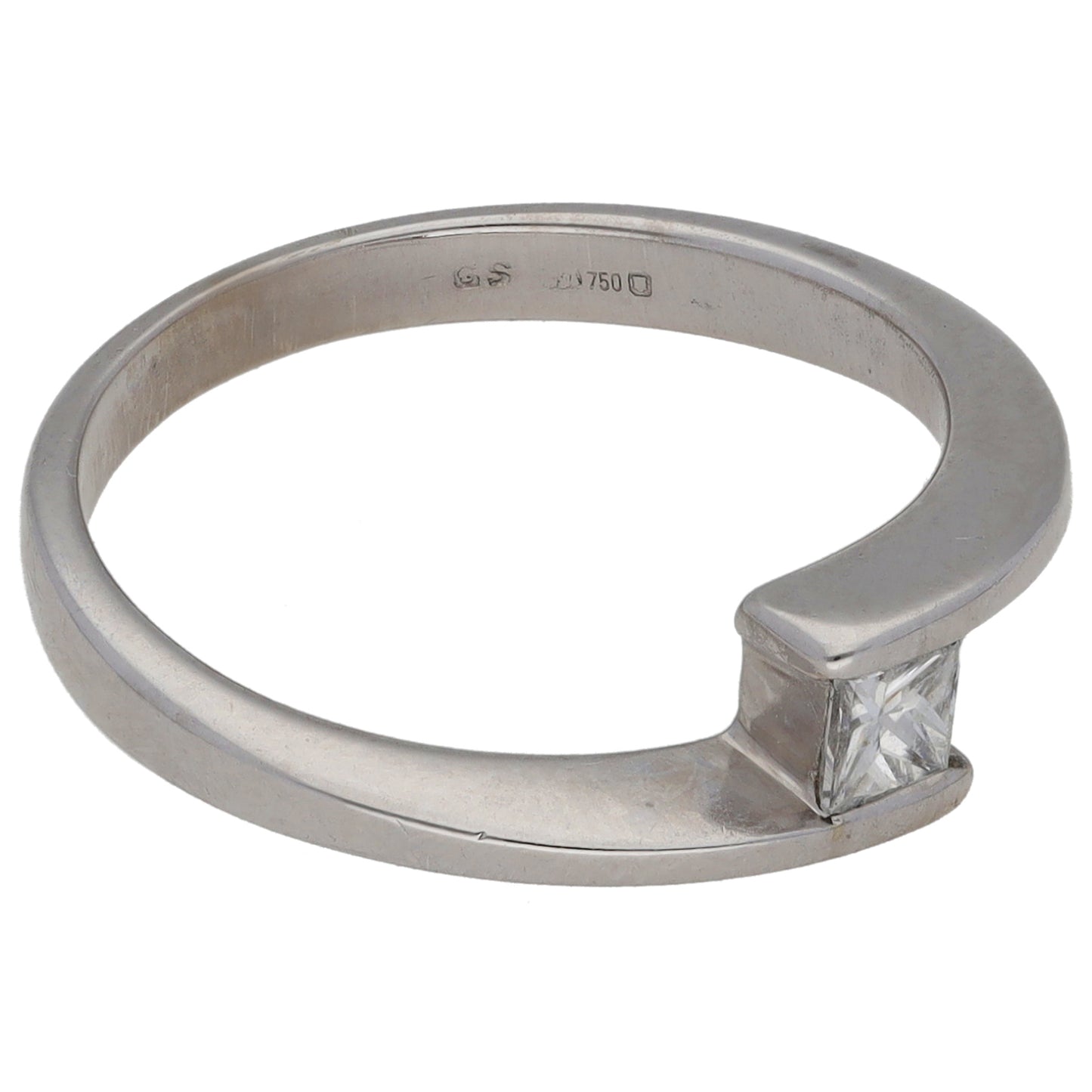18ct White Gold 0.16ct Diamond Solitaire Ring Size L