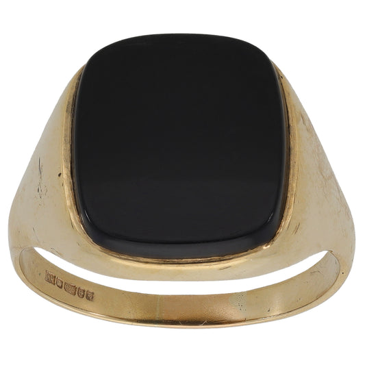 9ct Gold Onyx Signet Ring Size W