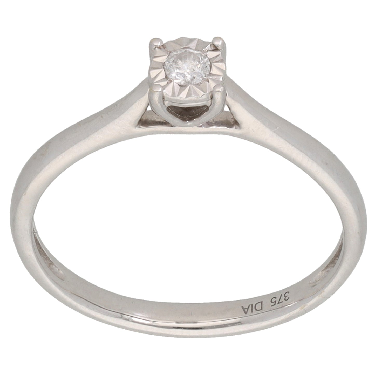 9ct White Gold 0.08ct Diamond Solitaire Ring Size N