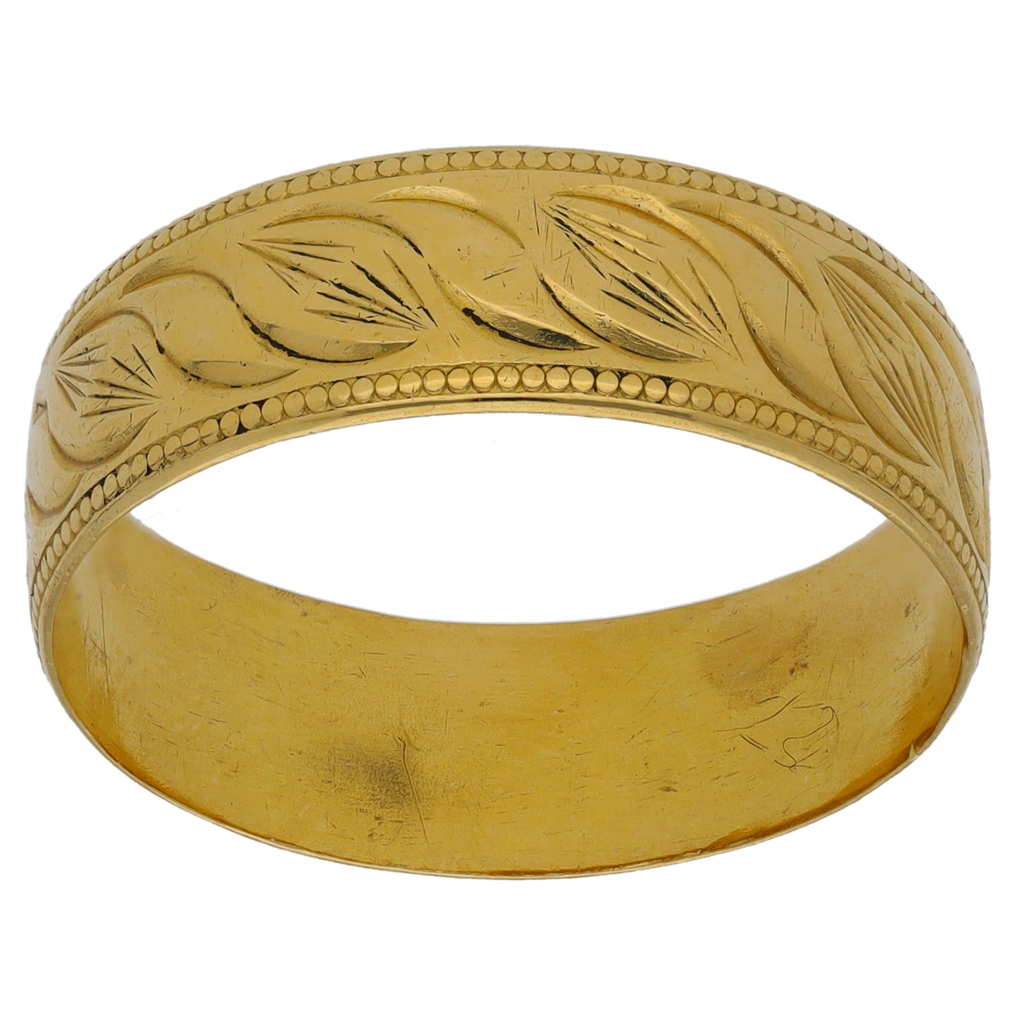 18ct Gold Patterned Wedding Ring Size U