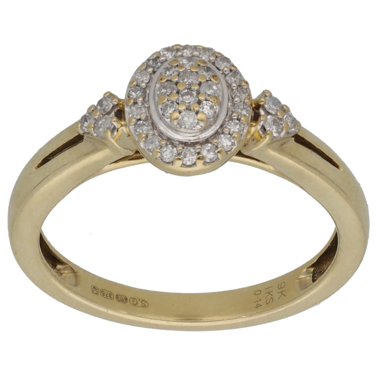 9ct Gold 0.14ct Diamond Cluster Ring Size K