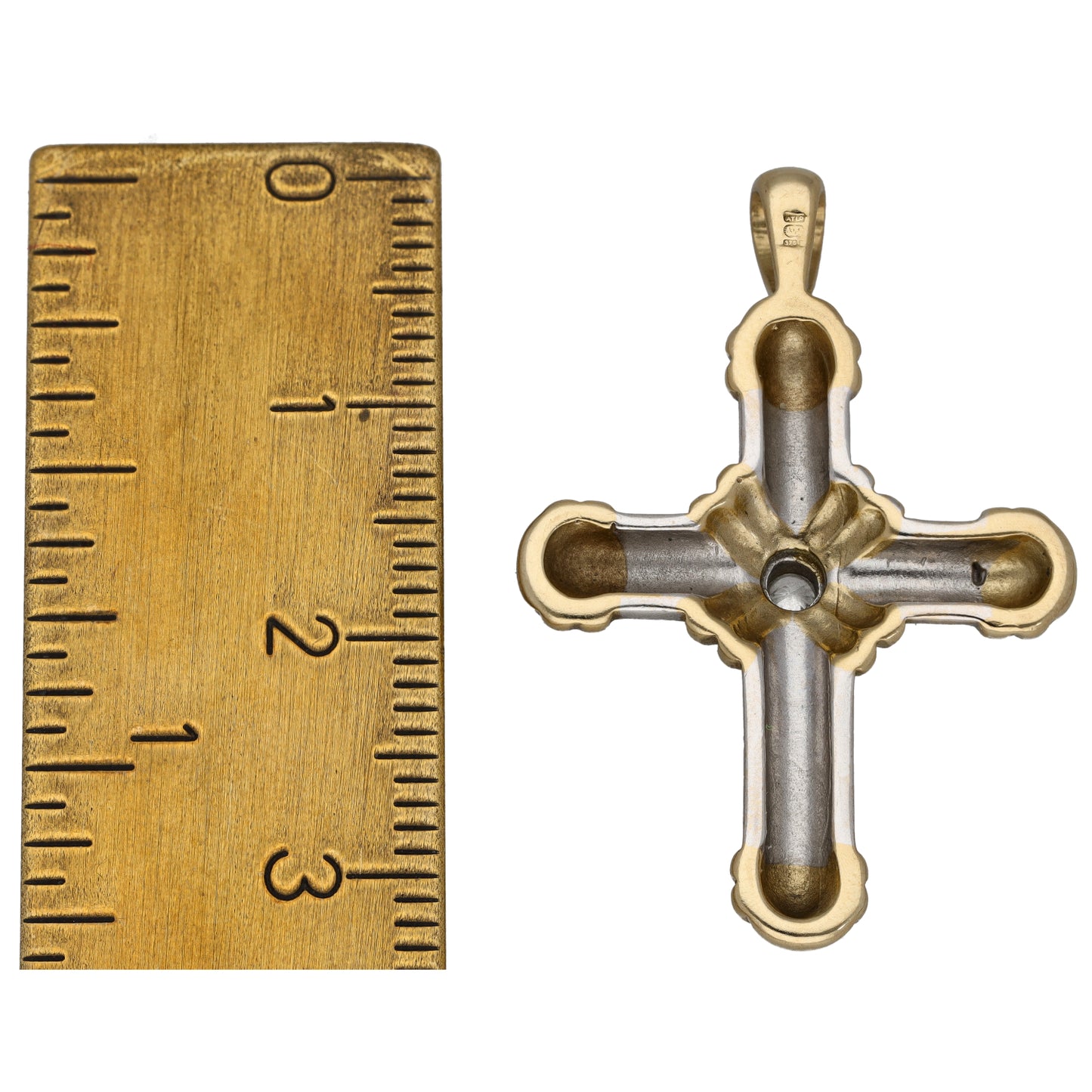 9ct Bi-Colour Gold 0.05ct Diamond Cross Pendant