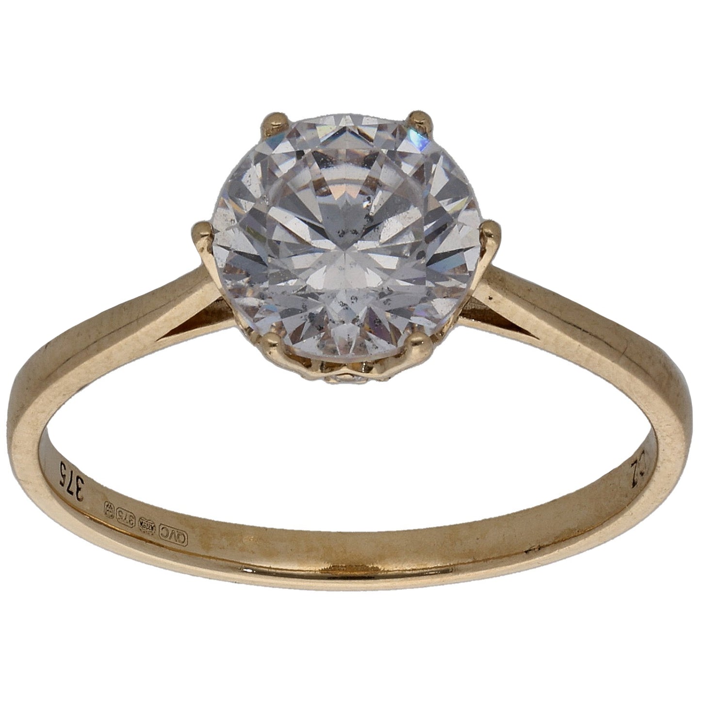 9ct Gold Cubic Zirconia Single Stone Ring Size R