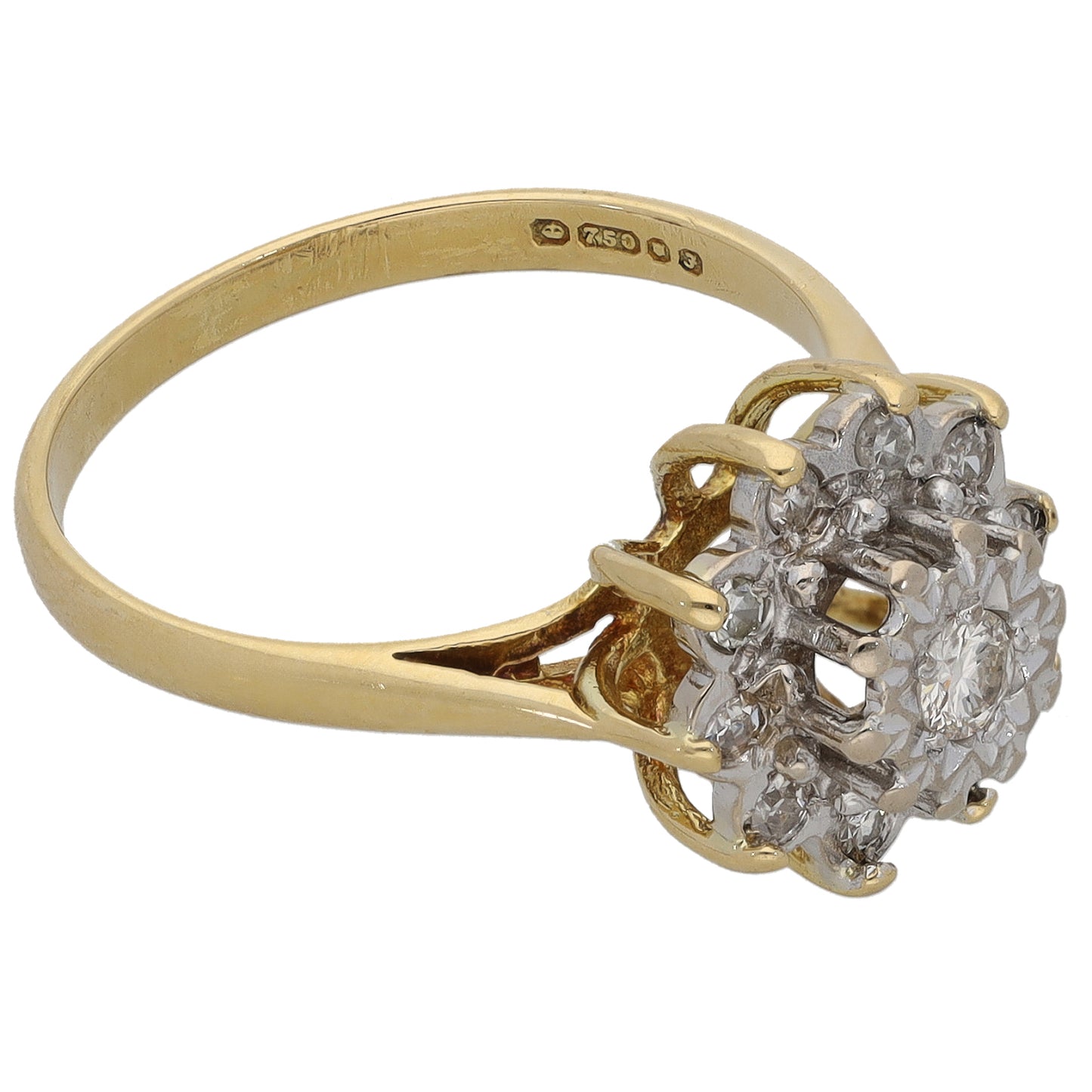 18ct Gold 0.25ct Diamond Cluster Ring Size L