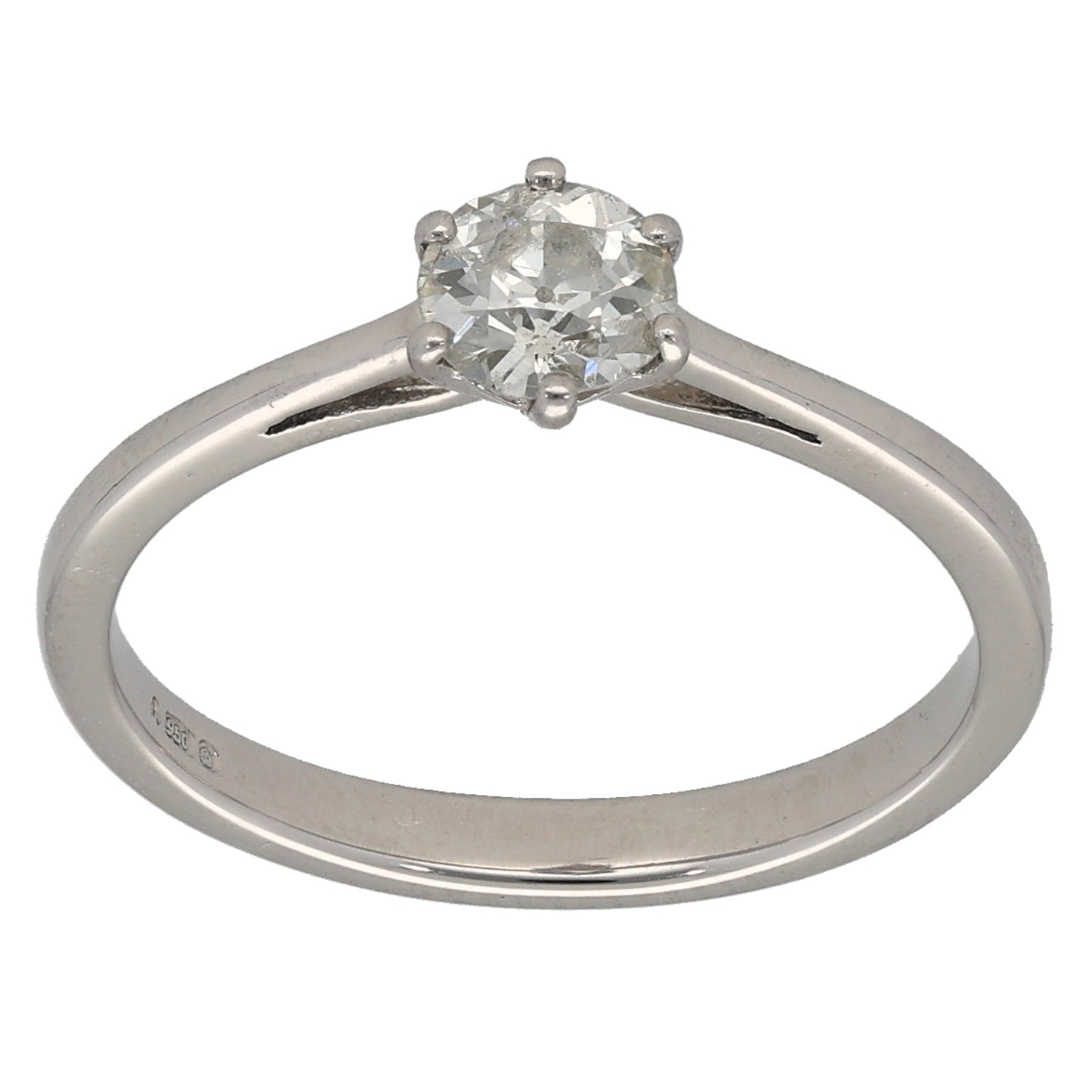 Platinum 0.40ct Diamond Solitaire Ring Size L