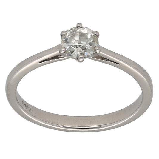 Platinum 0.40ct Diamond Solitaire Ring Size L