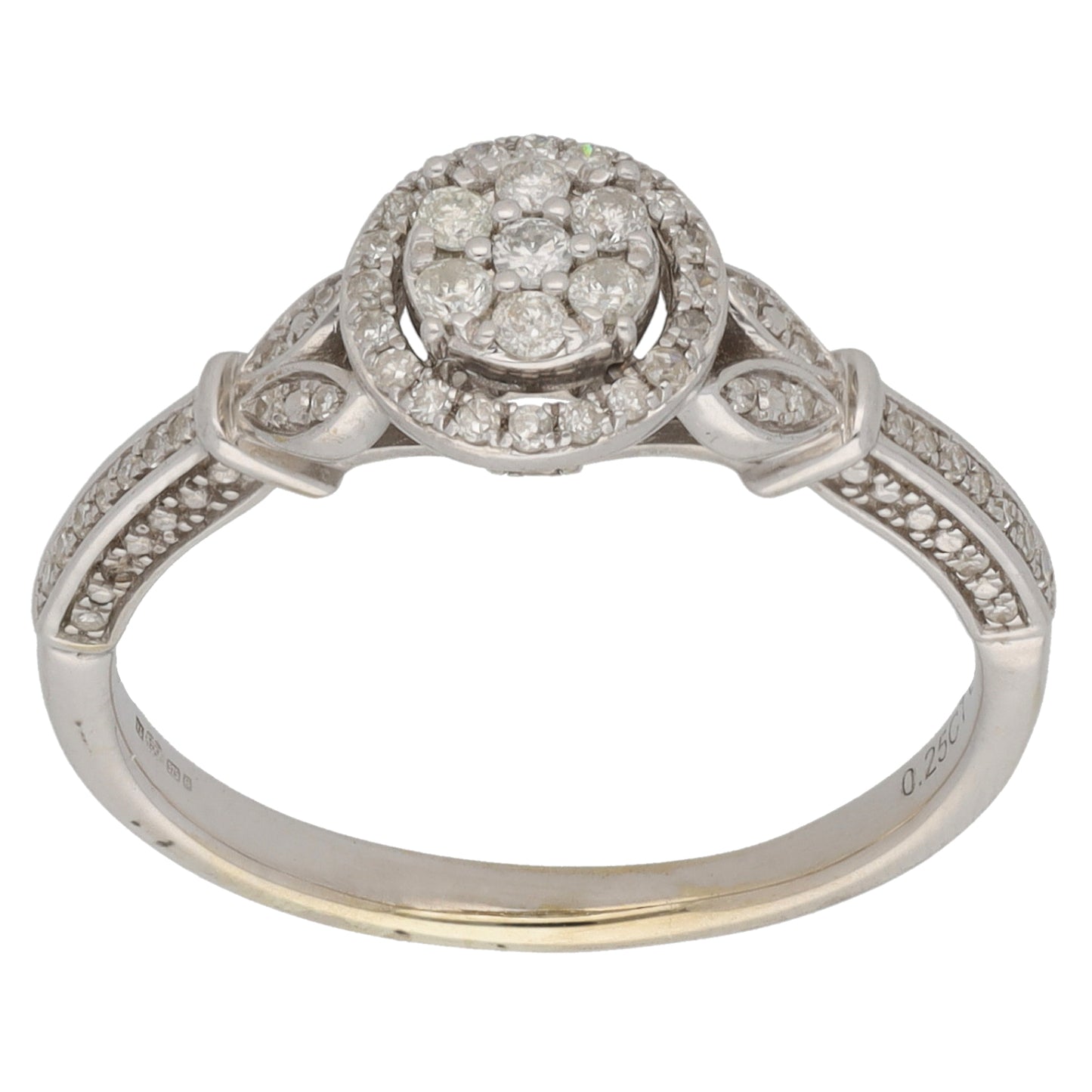 9ct White Gold 0.25ct Diamond Cluster Ring Size O