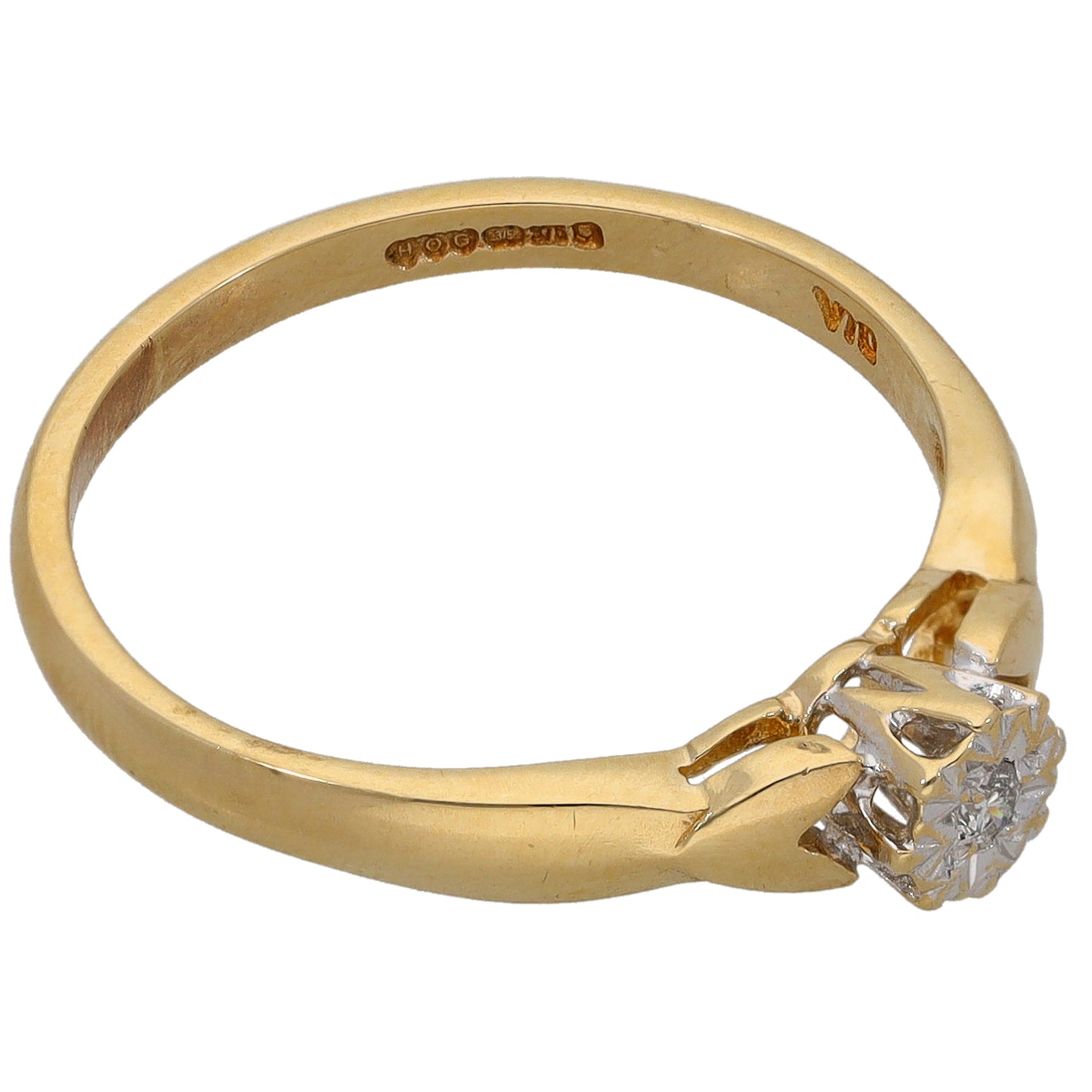 9ct Gold 0.03ct Diamond Solitaire Ring Size P