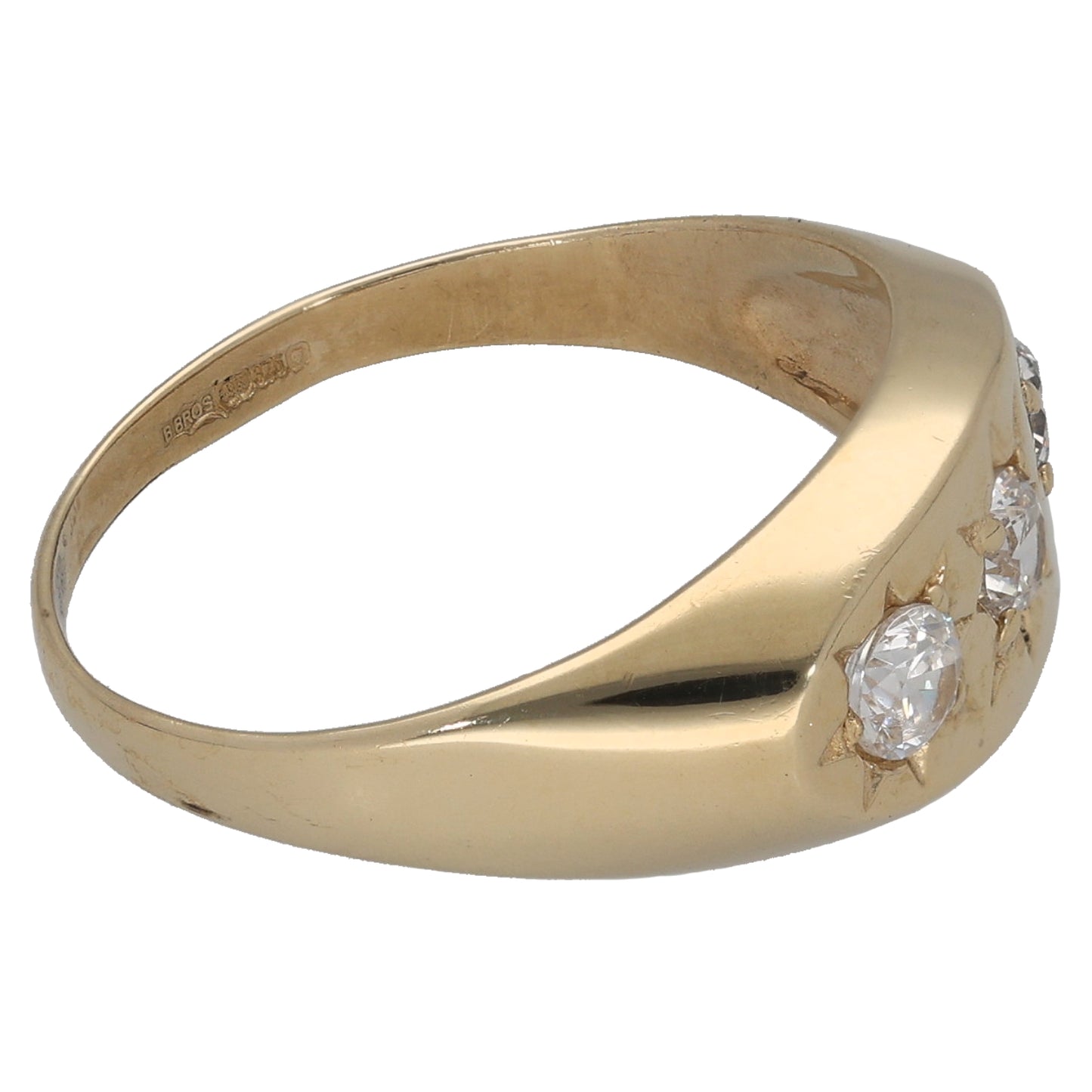 9ct Gold Cubic Zirconia Three Stone Ring Size Q