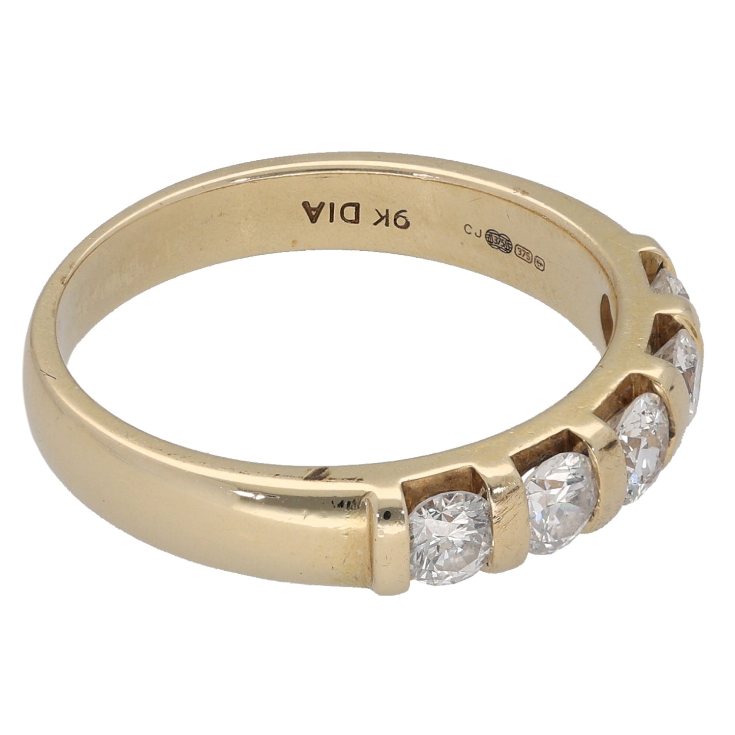 9ct Gold 0.75ct Diamond Half Eternity Ring Size N