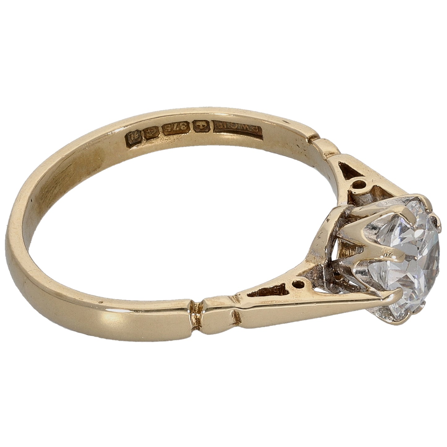 9ct Gold Cubic Zirconia Single Stone Ring Size N