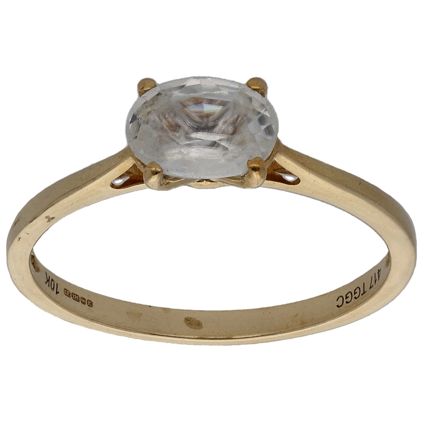 9ct Gold Zircon Single Stone Ring Size N