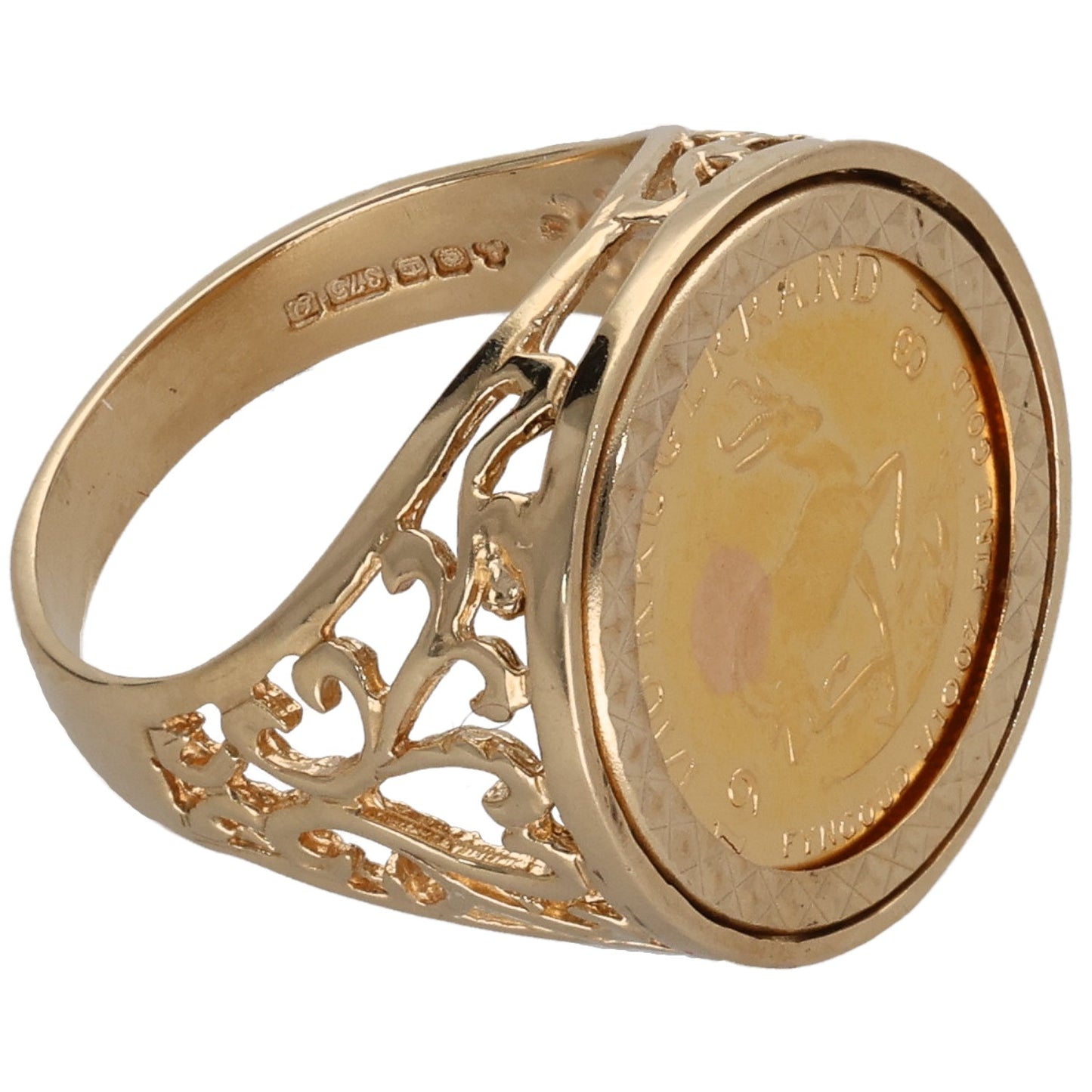 9ct Gold 1/10 Oz Krugerrand Coin Ring Size L