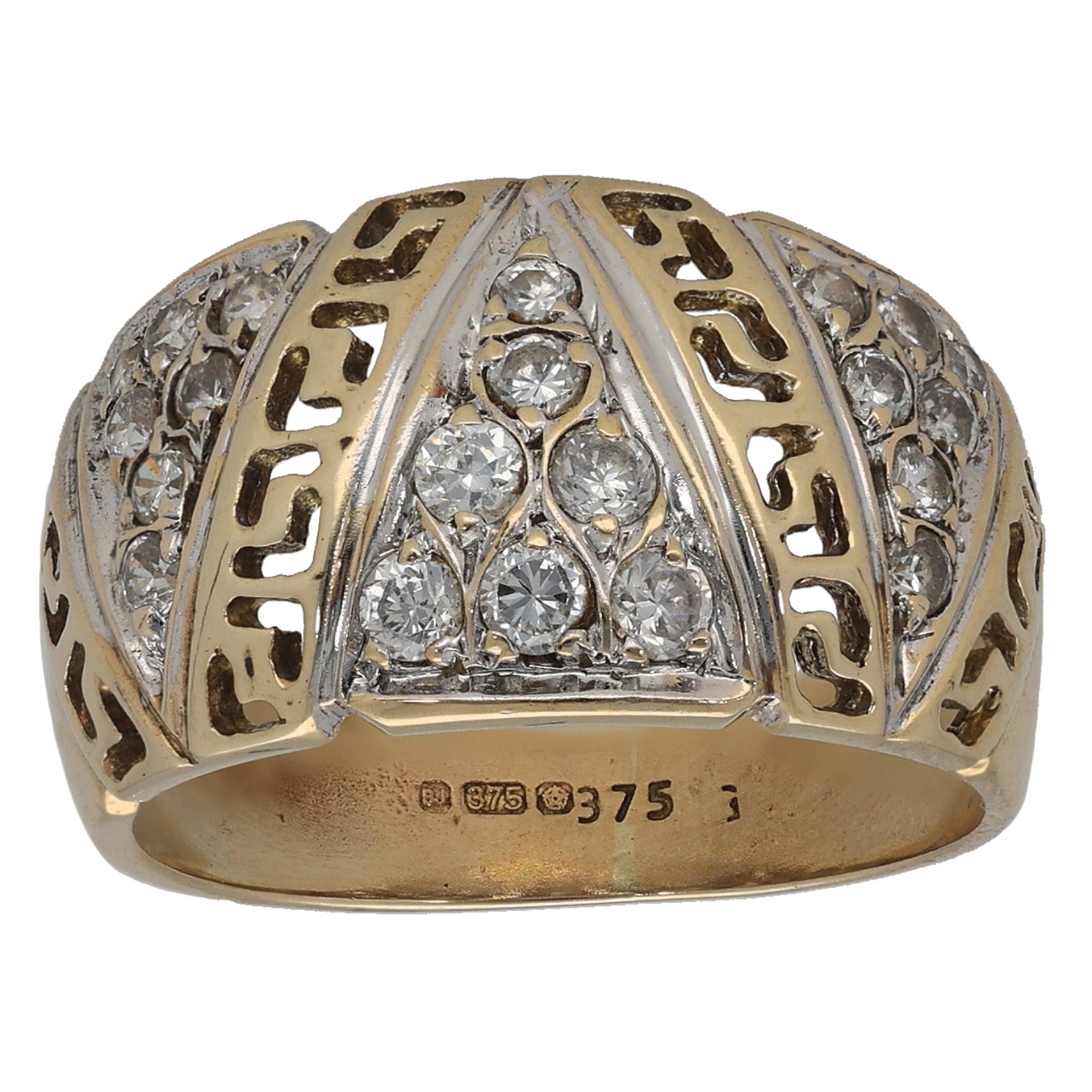 9ct Gold Cubic Zirconia Dress/Cocktail Ring Size N