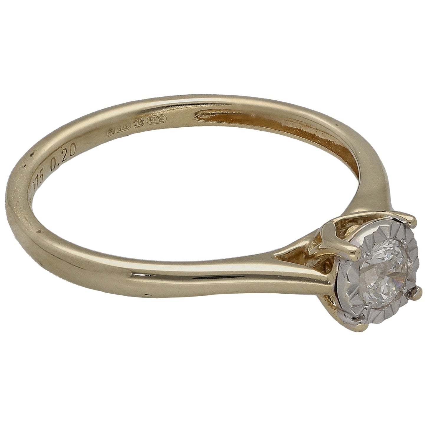 9ct Gold 0.20ct Diamond Solitaire Ring Size N