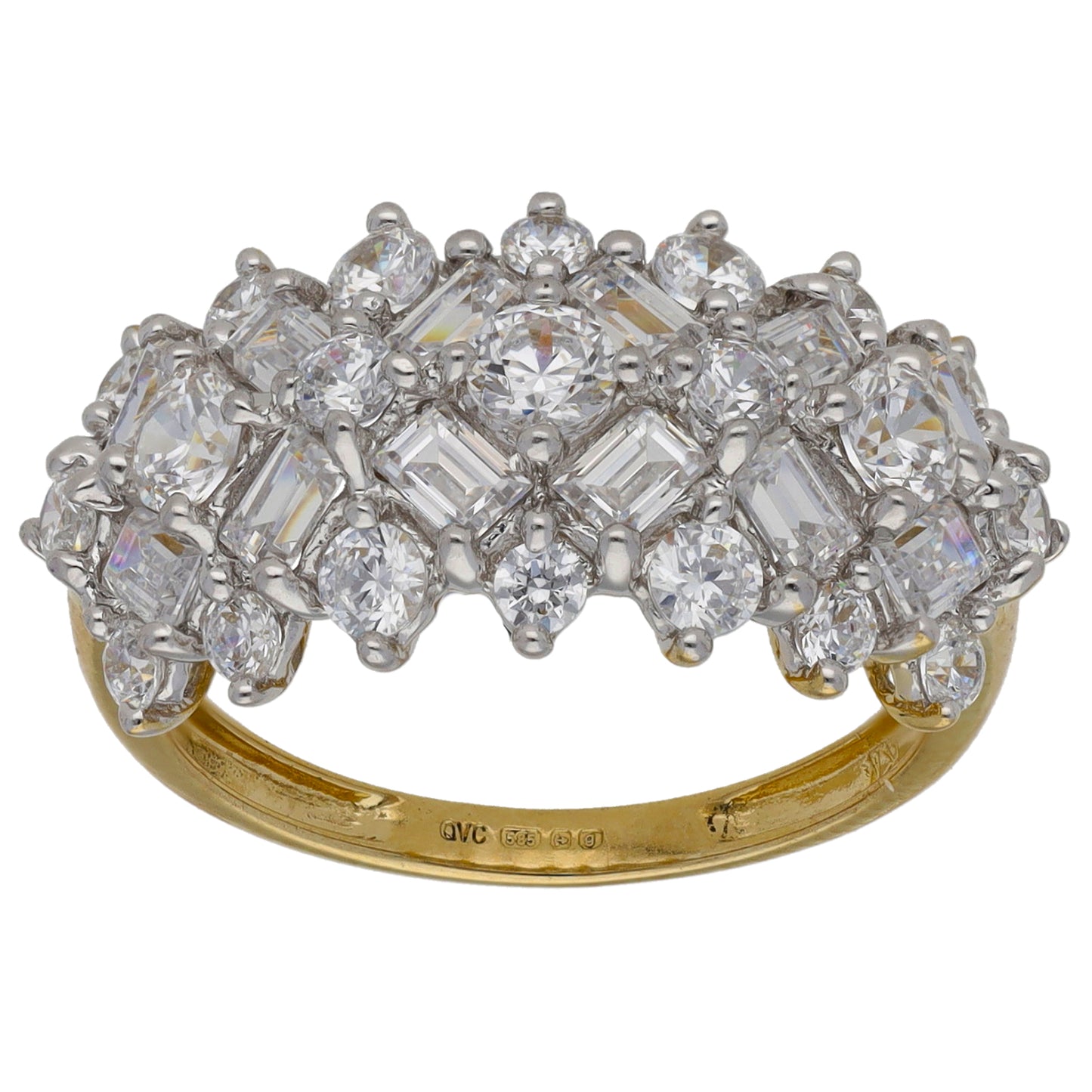 14ct Gold Cubic Zirconia Dress/Cocktail Ring Size L