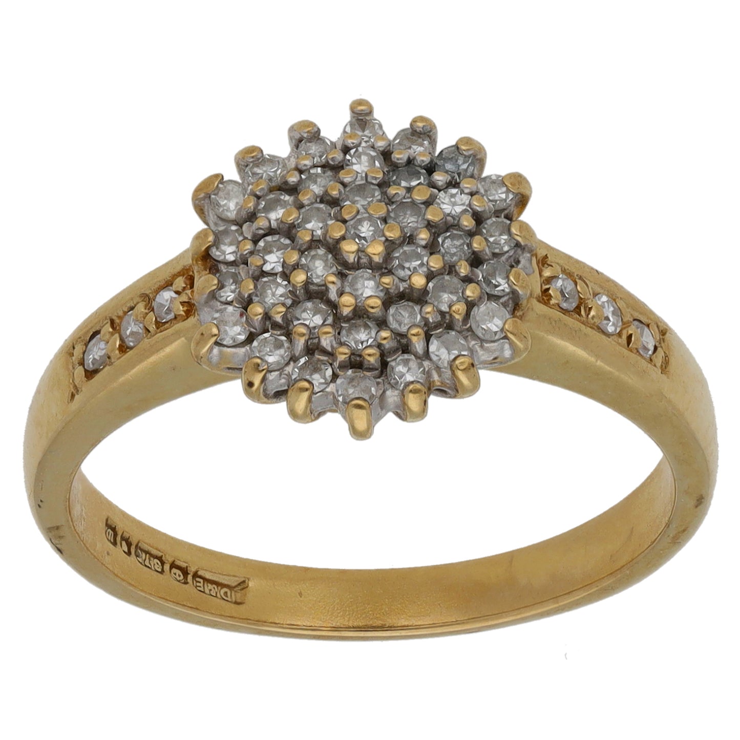 9ct Gold 0.04ct Diamond Cluster Ring Size P