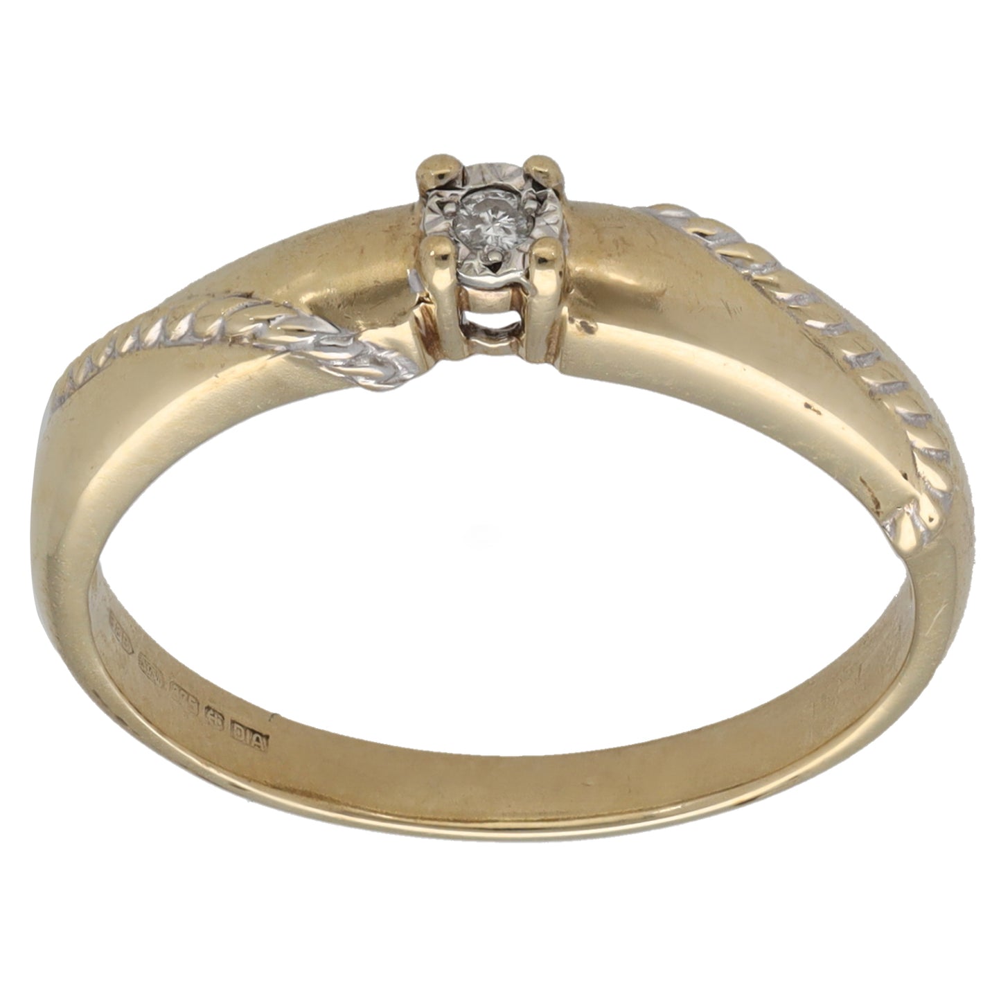 9ct Gold 0.02ct Diamond Solitaire Ring Size P