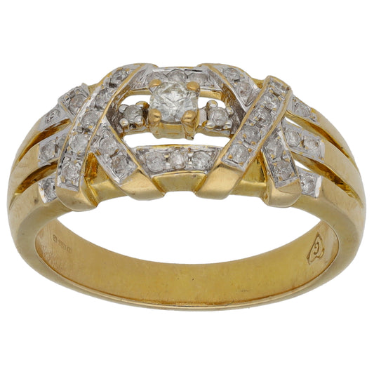 9ct Gold 0.22ct Diamond Dress/Cocktail Ring Size N