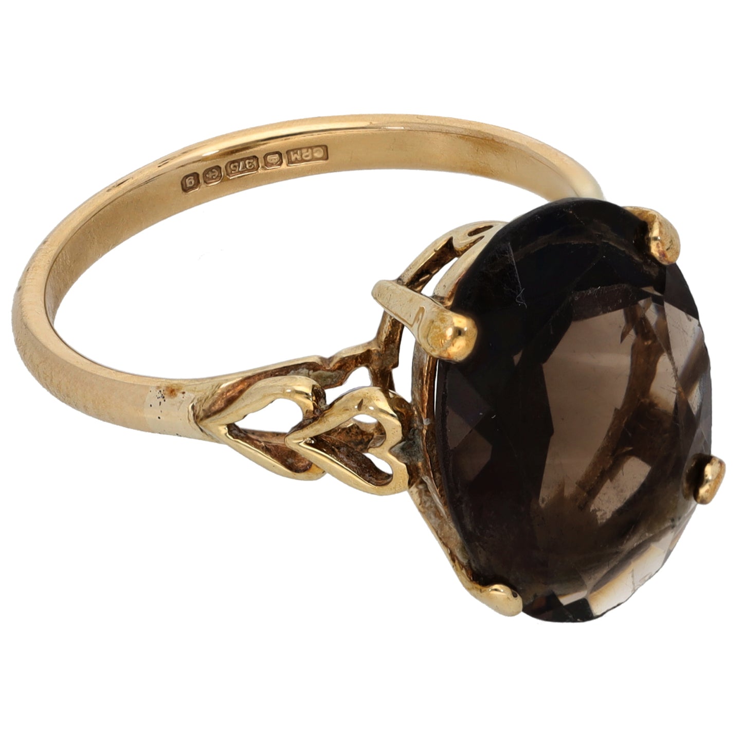 9ct Gold Smoky Quartz Single Stone Ring Size S