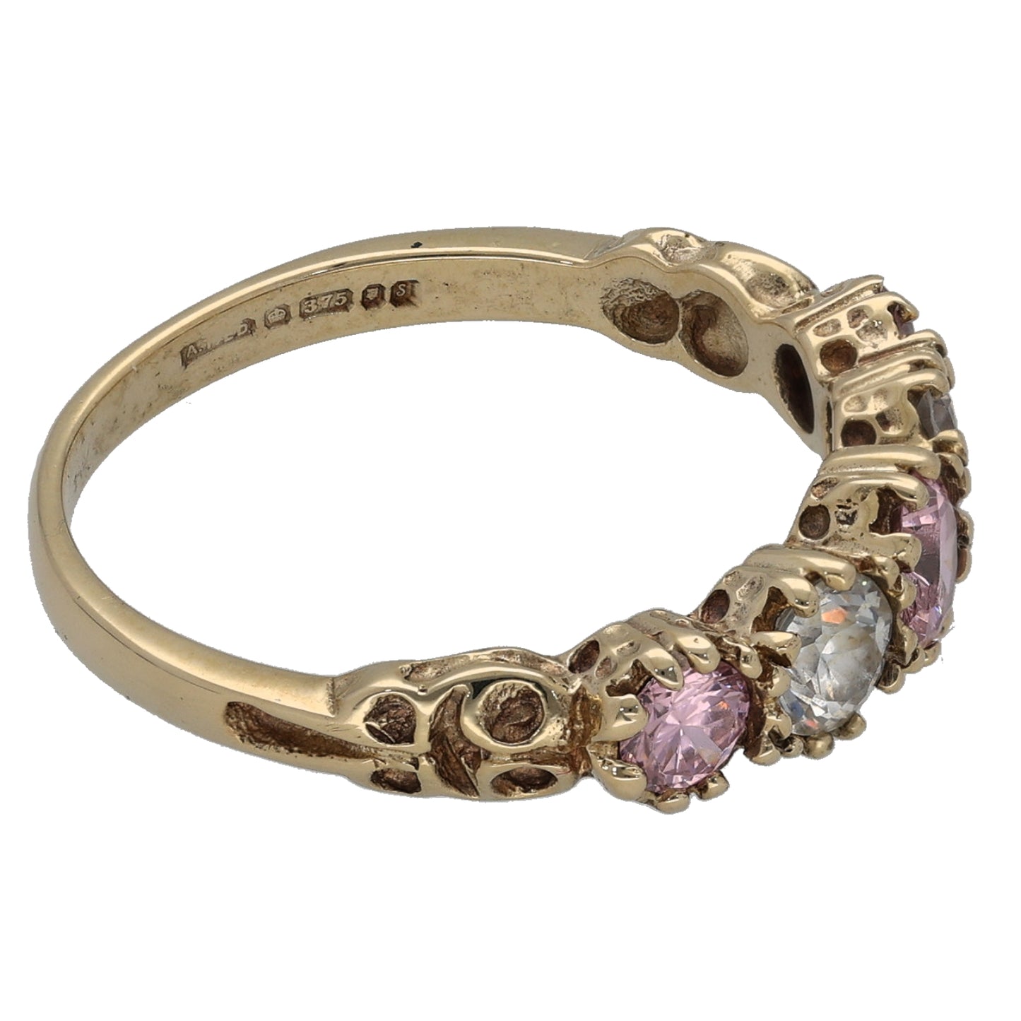 9ct Gold Cubic Zirconia Half Eternity Ring Size P