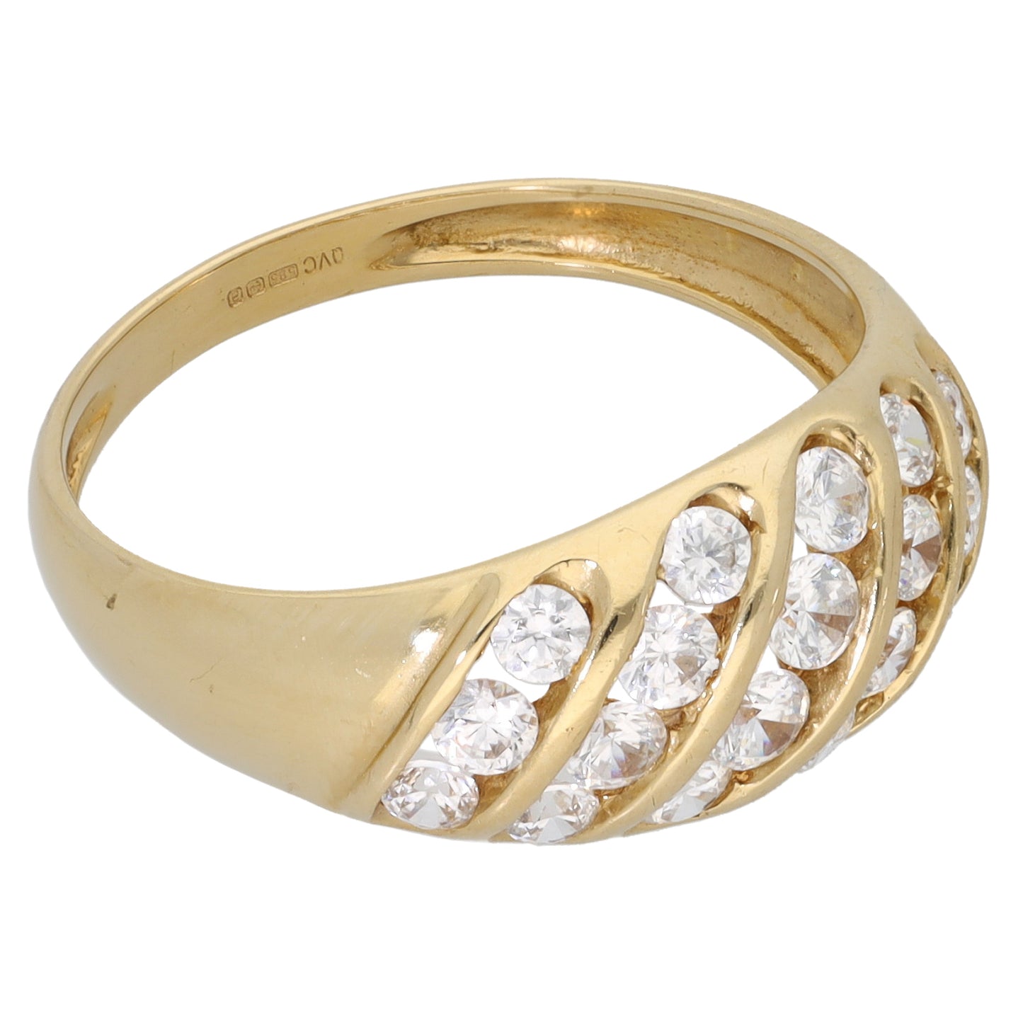 14ct Gold Cubic Zirconia Dress/Cocktail Ring Size S