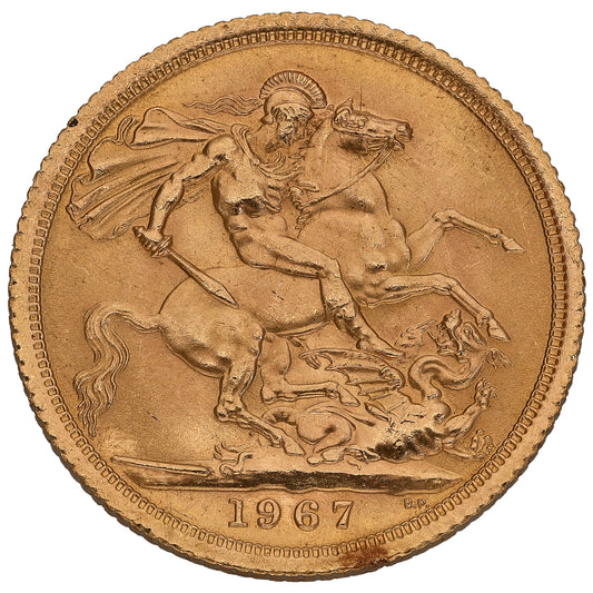 22ct Gold Queen Elizabeth II Full Sovereign Coin 1967