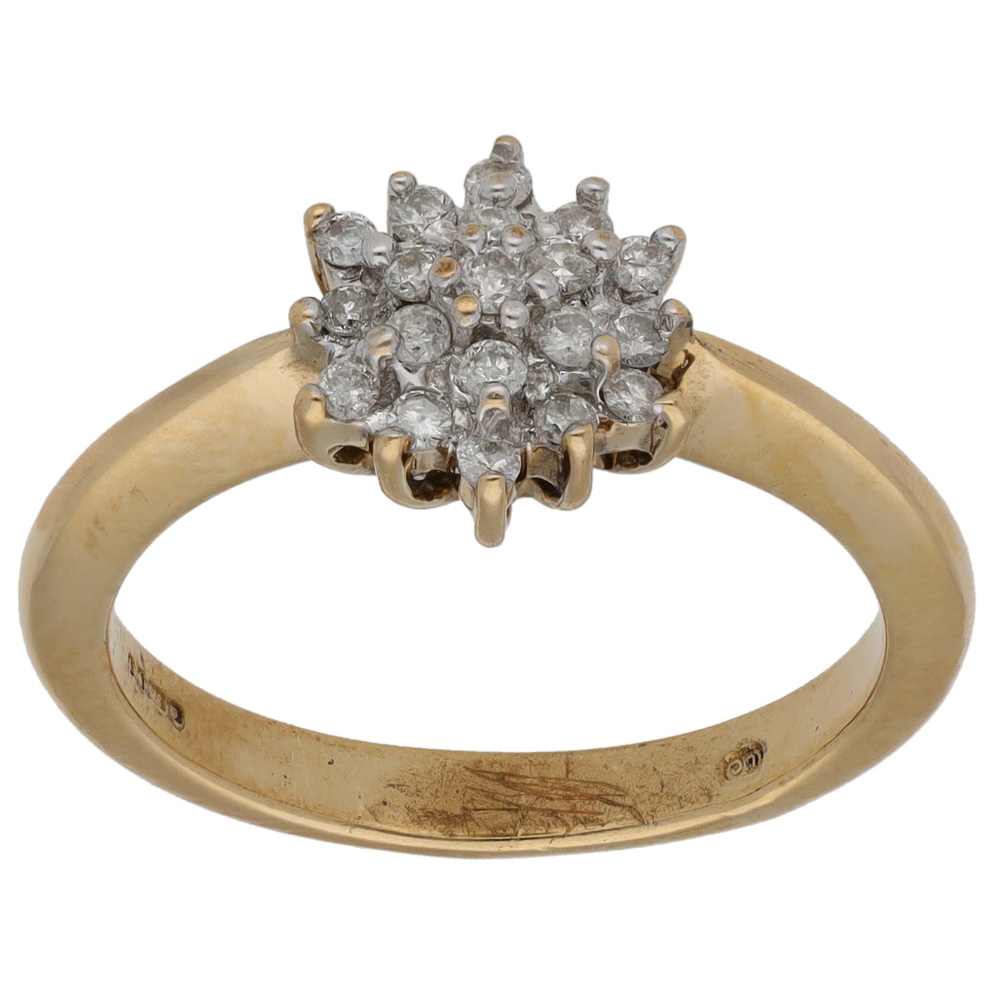 9ct Gold 0.19ct Diamond Cluster Ring Size N