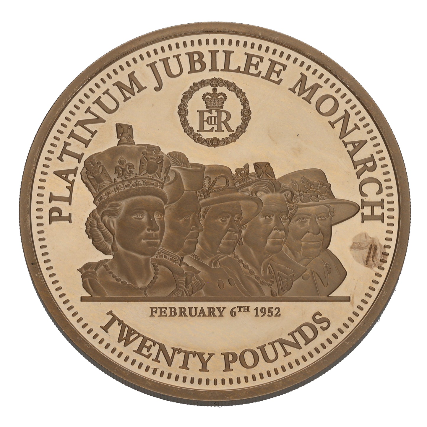 22ct Gold Platinum Jubilee Monarch Twenty Pounds Coin 2022
