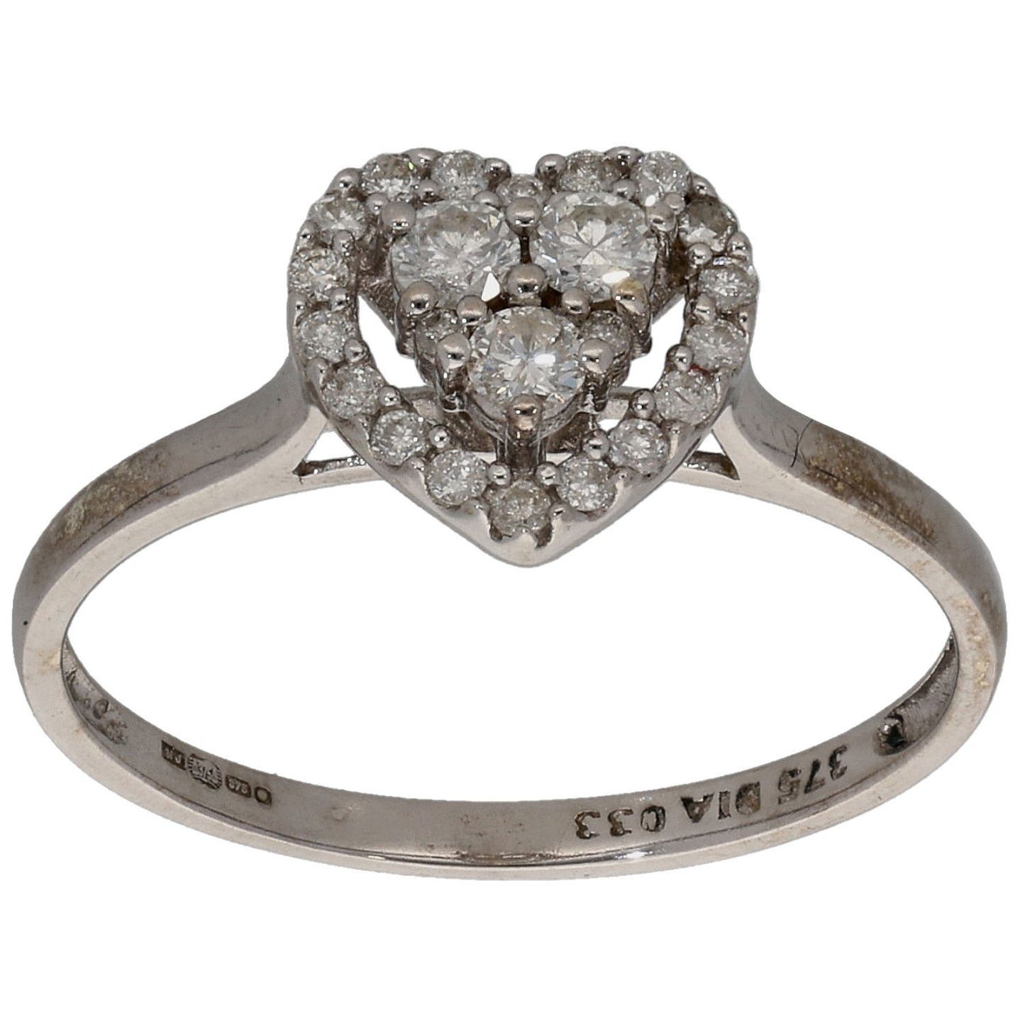 9ct White Gold 0.33ct Diamond Dress/Cocktail Ring Size L