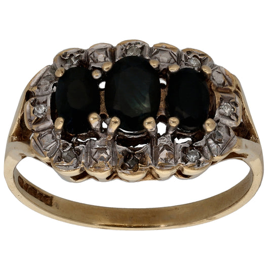 9ct Gold 0.04ct Diamond & Sapphire Dress/Cocktail Ring Size O