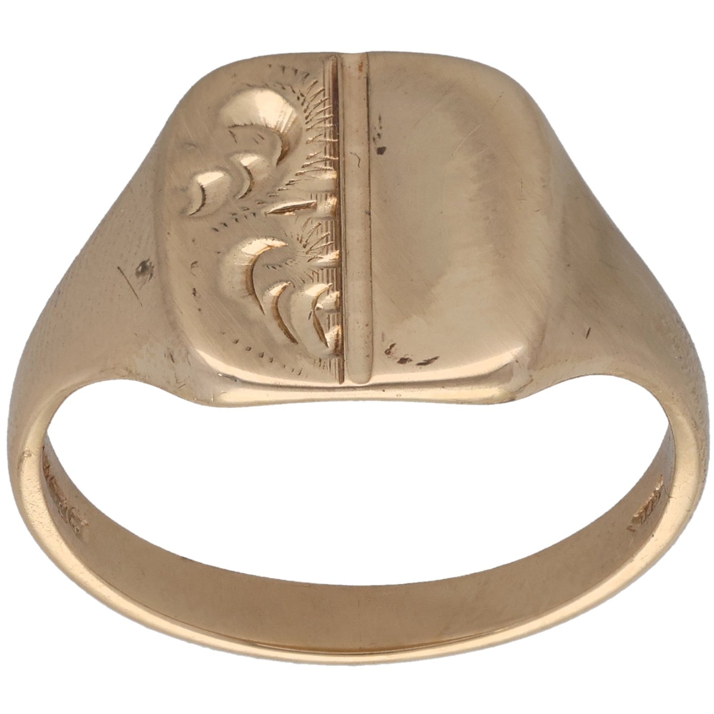 9ct Gold Patterned Signet Ring Size S