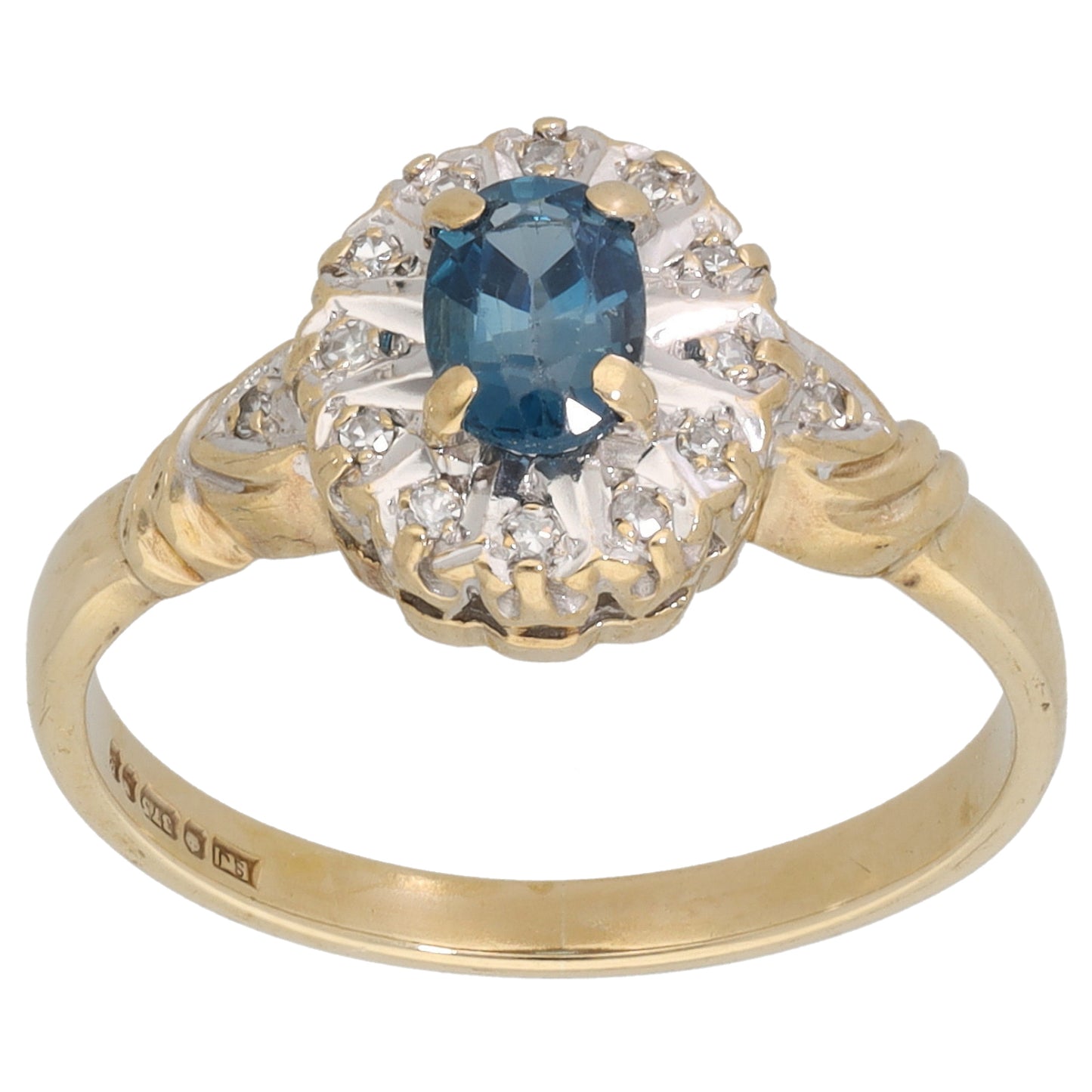 9ct Gold Topaz & 0.07ct Diamond Dress/Cocktail Ring Size M