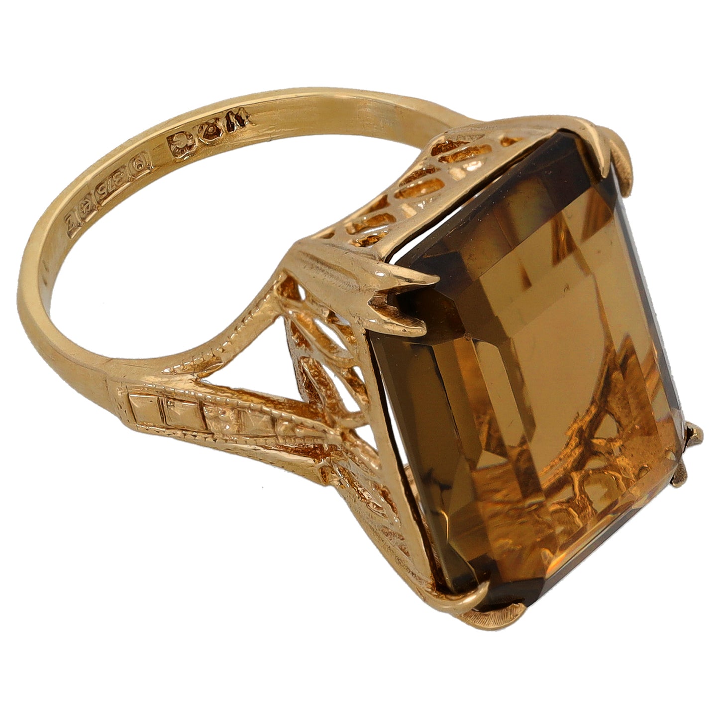9ct Gold Smoky Quartz Single Stone Ring Size K