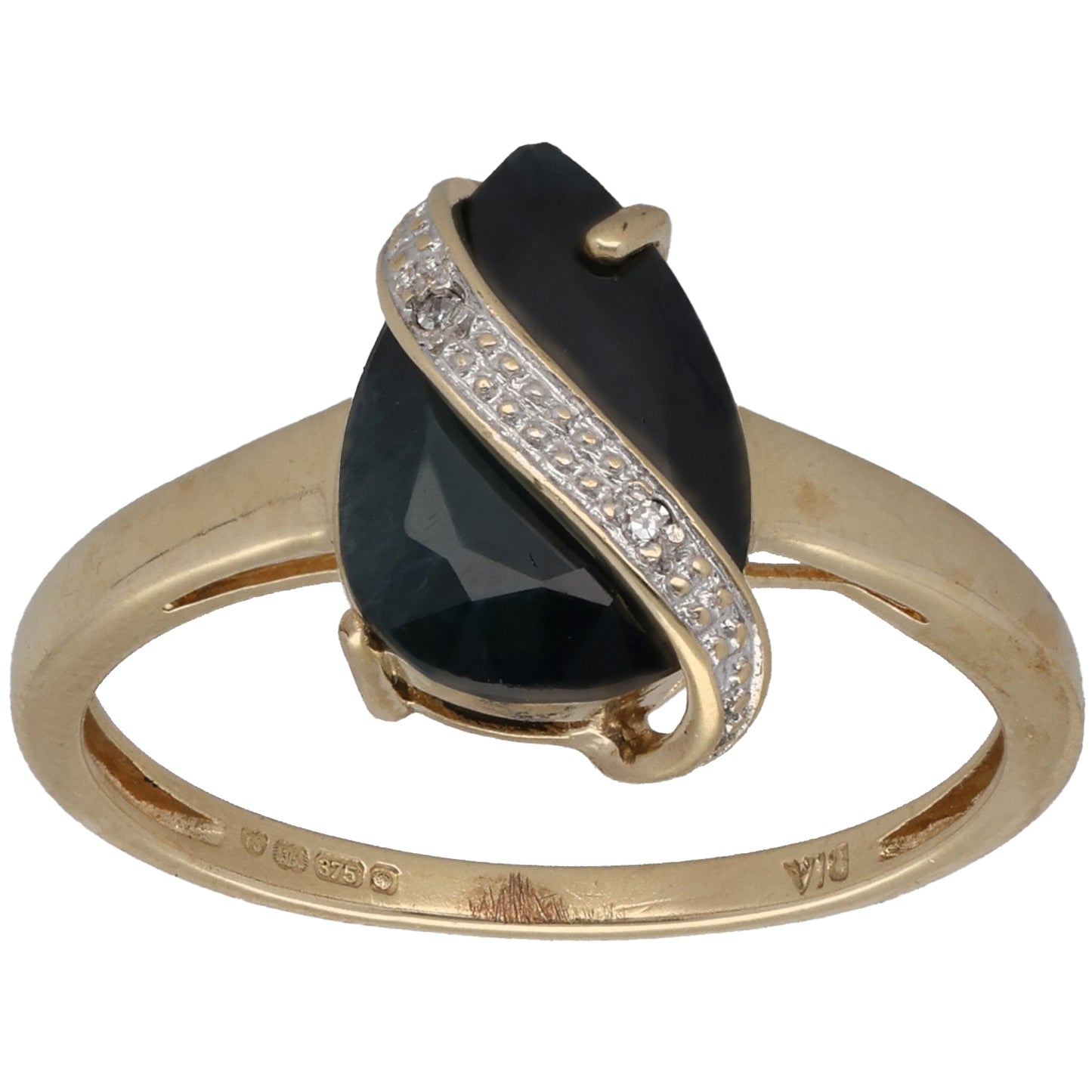 9ct Gold Sapphire & 0.01ct Diamond Dress/Cocktail Ring Size P