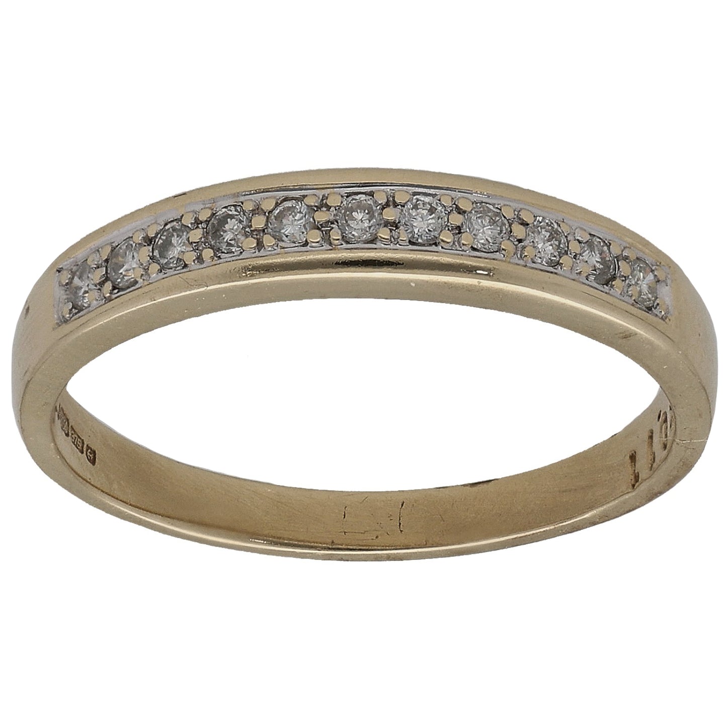 9ct Gold 0.11ct Diamond Half Eternity Ring Size M