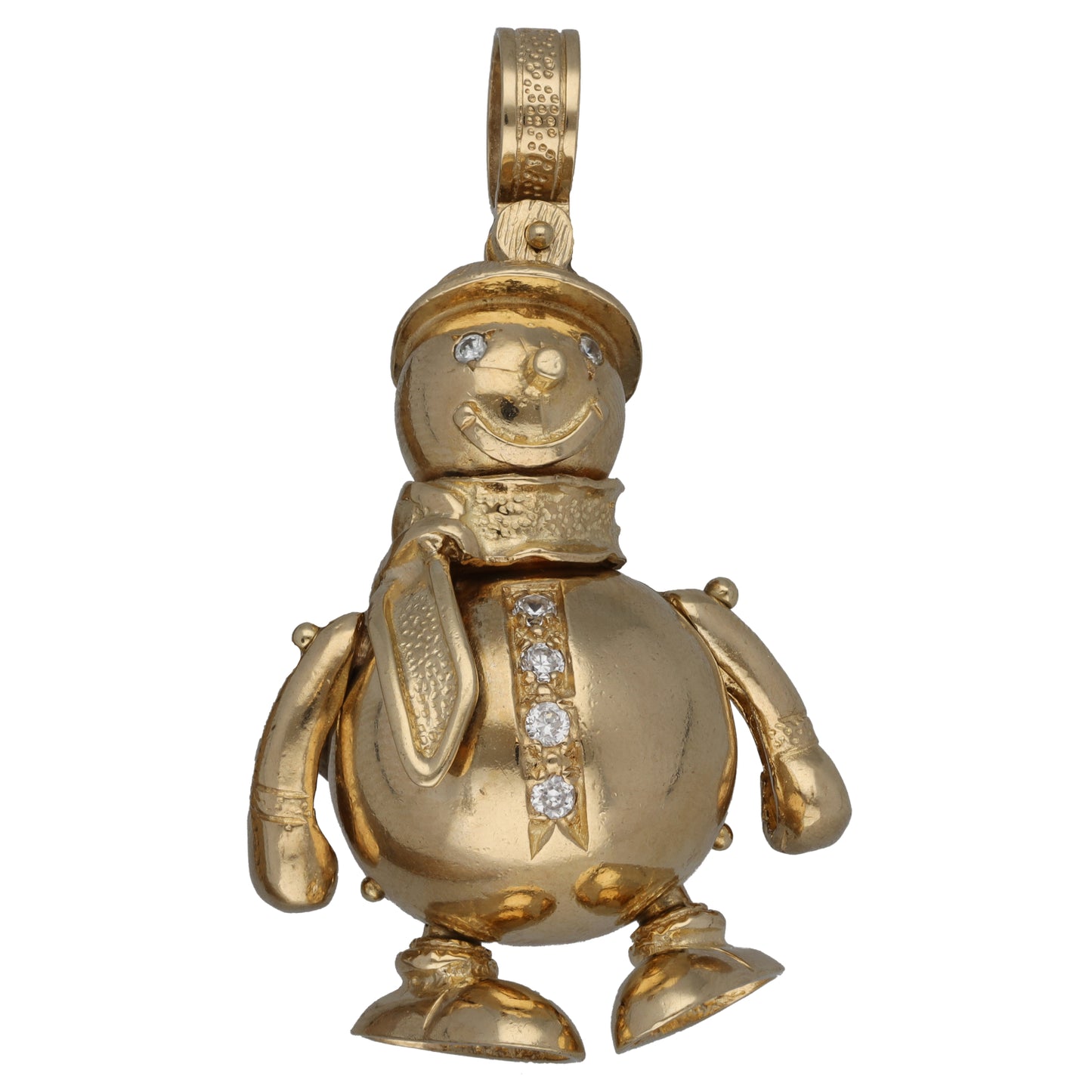9ct Gold Cubic Zirconia Snowman Pendant