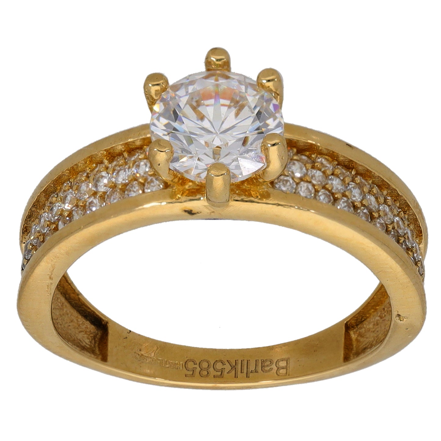 14ct Gold Cubic Zirconia Dress/Cocktail Ring Size P
