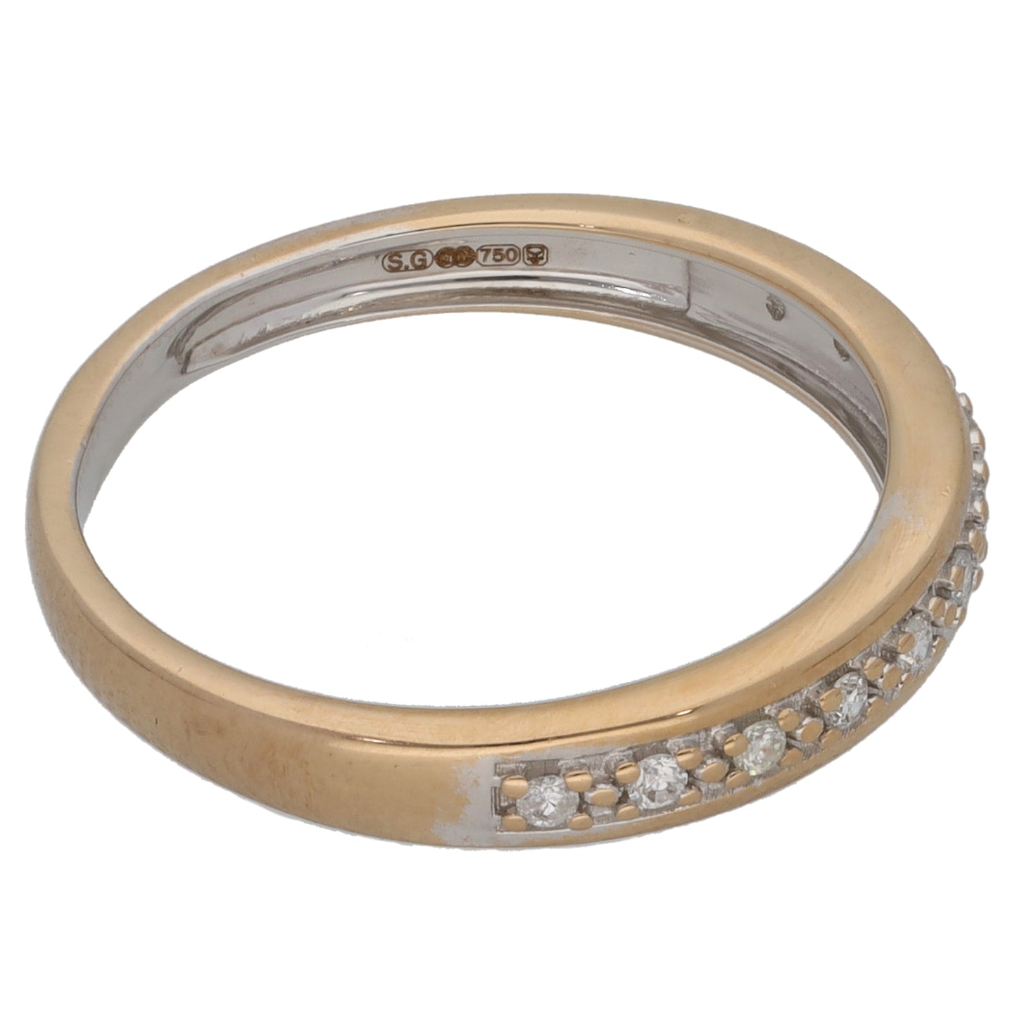 18ct Gold 0.10ct Diamond Half Eternity Ring Size L