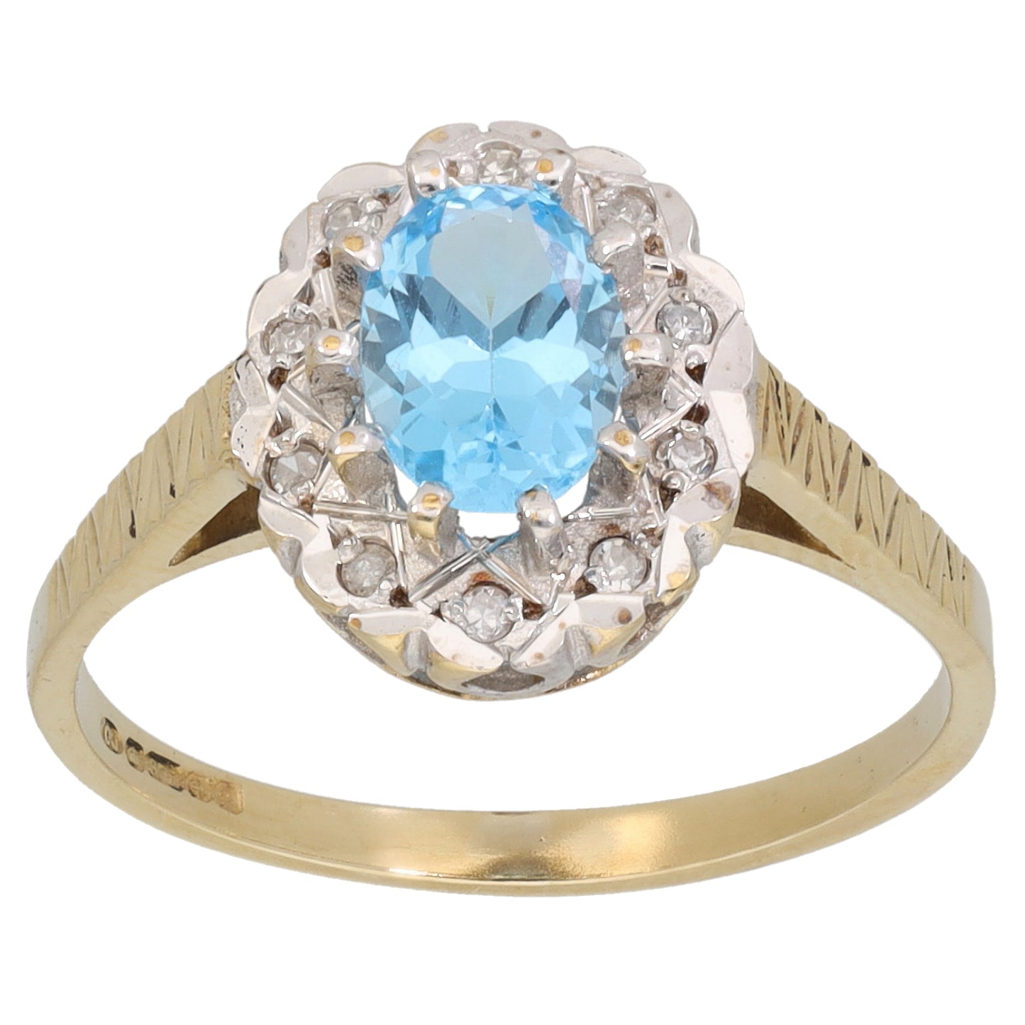 9ct Gold 0.05ct Diamond & Topaz Dress/Cocktail Ring Size L
