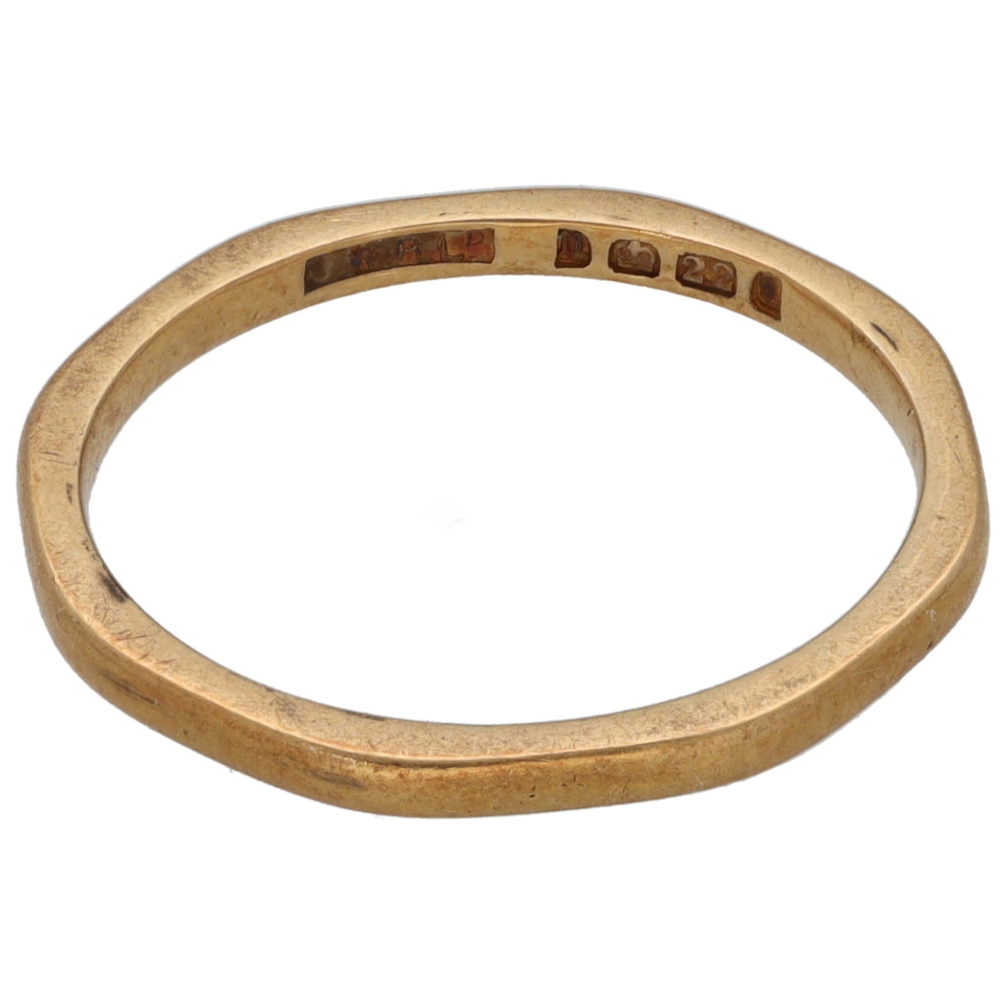 22ct Gold wedding ring size L with small inner engraved markings