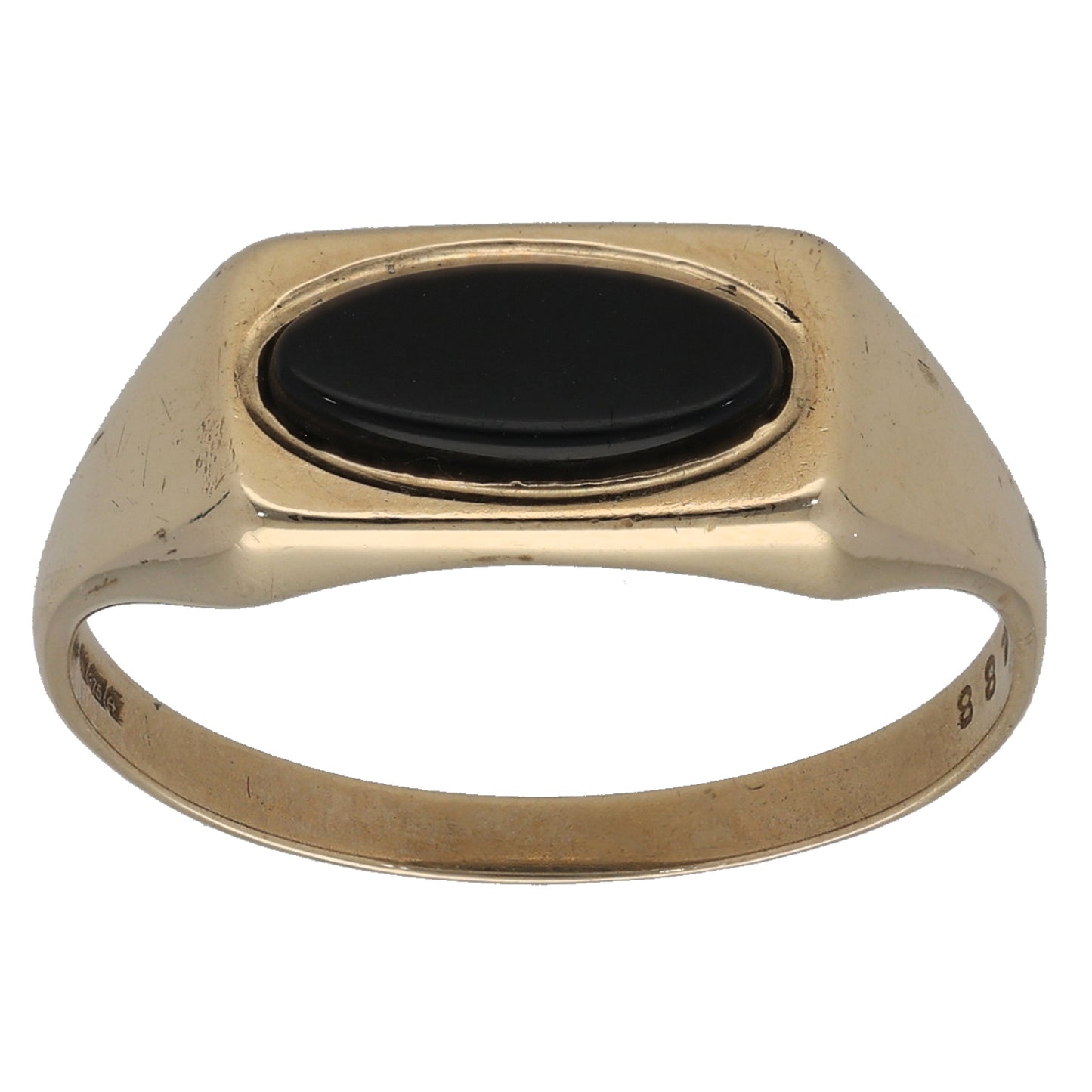 9ct Gold Onyx Single Stone Signet Ring Size T