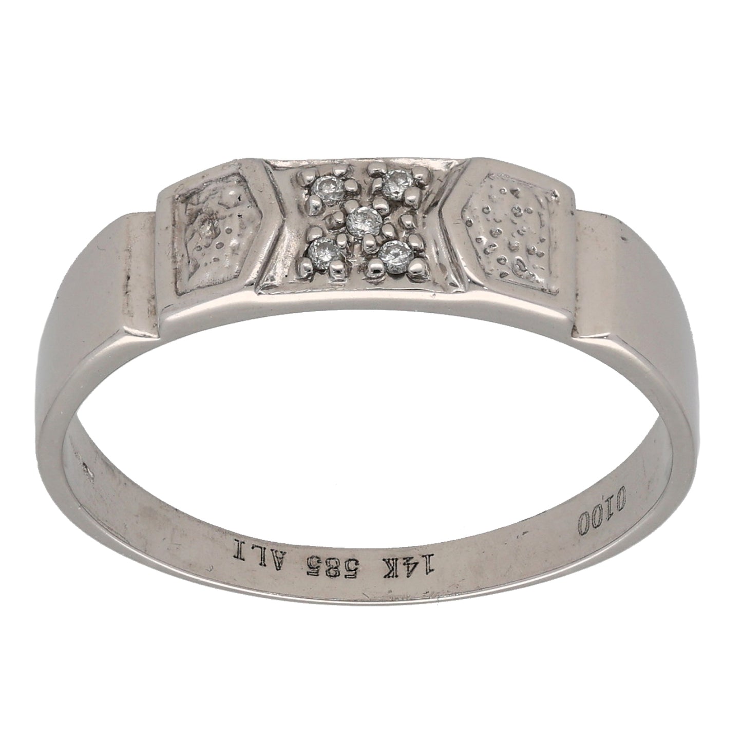 14ct White Gold 0.05ct Diamond Alternative Ring Size U